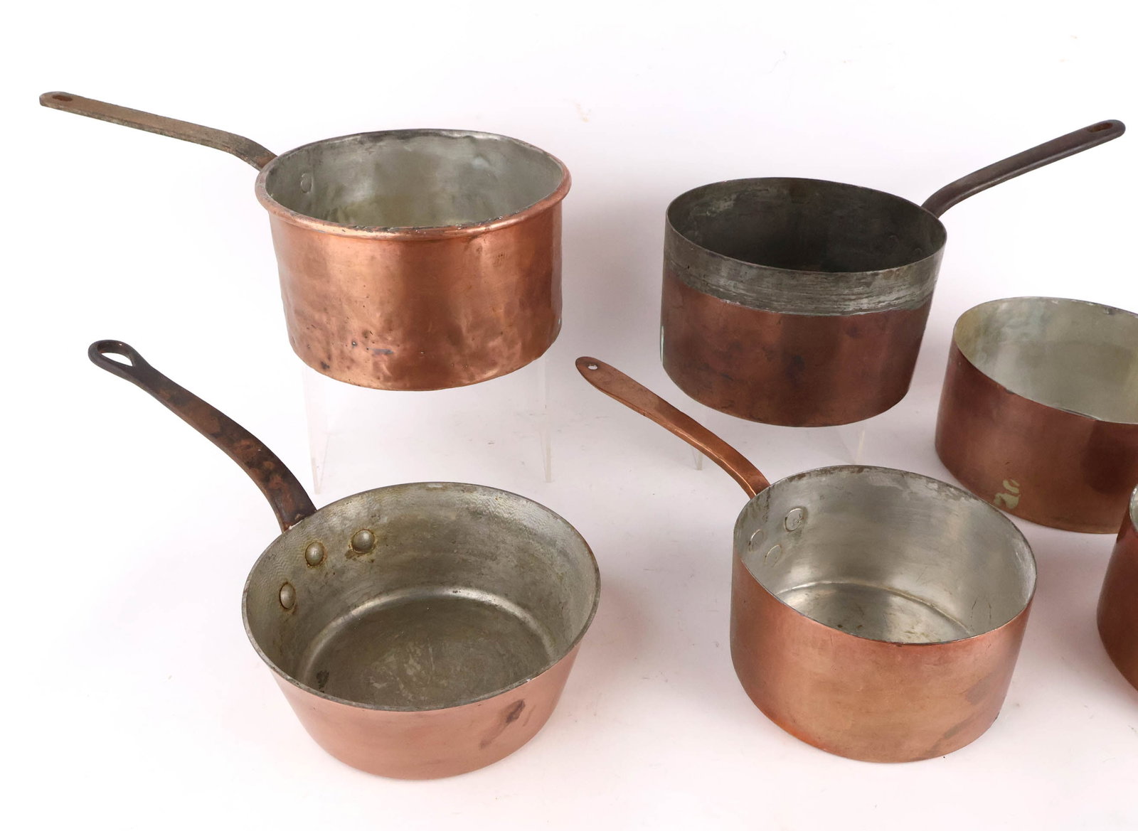 Six Copper Saucepots - 4