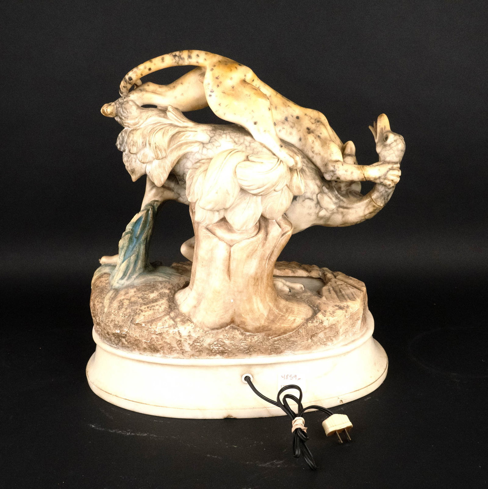 Painted Carved Alabaster Figural Group - 11