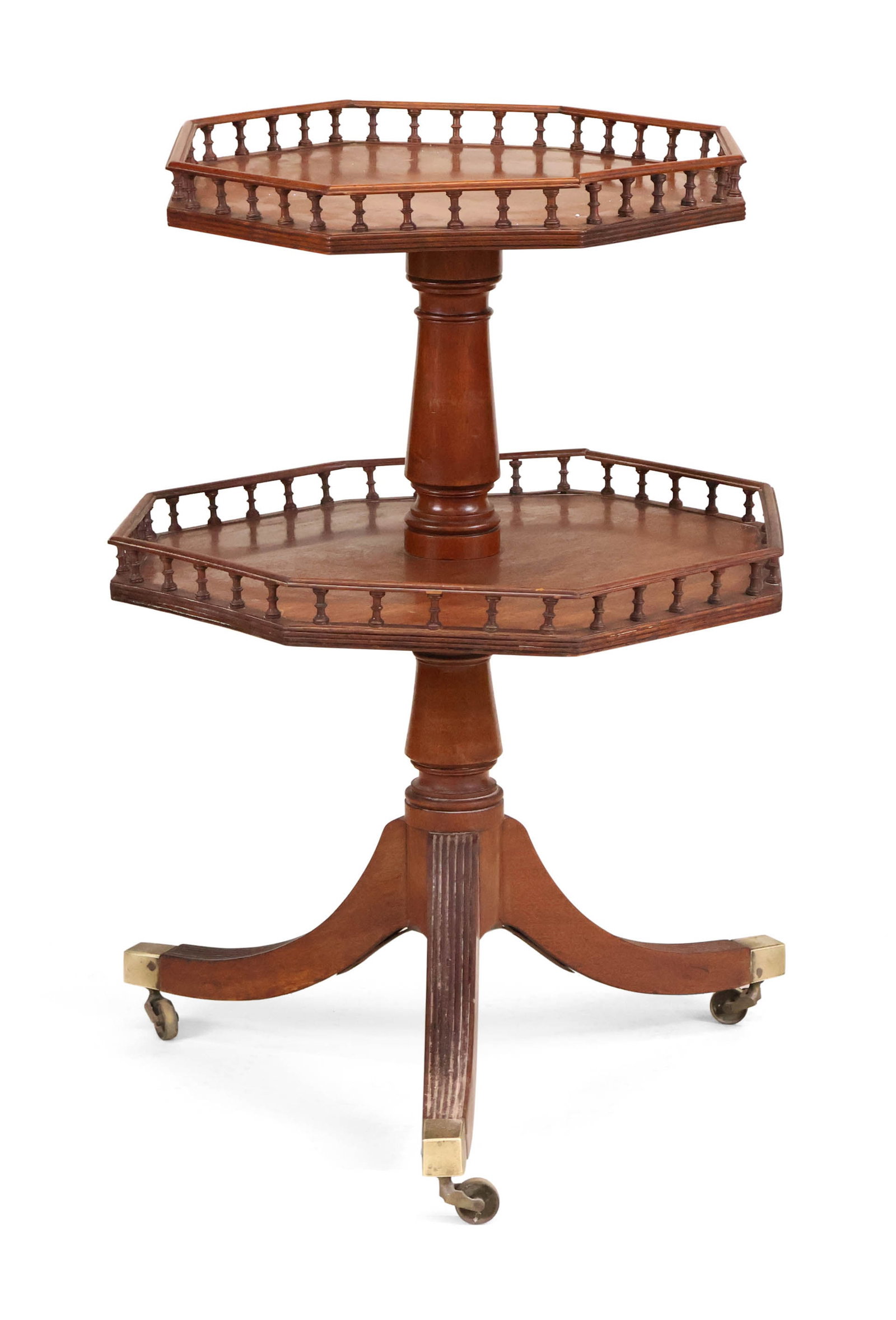 Regency Mahogany Two Tier Spindle Gallery Dumbwaiter: Regency Mahogany Two Tier Spindle Gallery Dumbwaiter English, c. 1810. 36 x 24 in. (91.4 x 61 cm.)