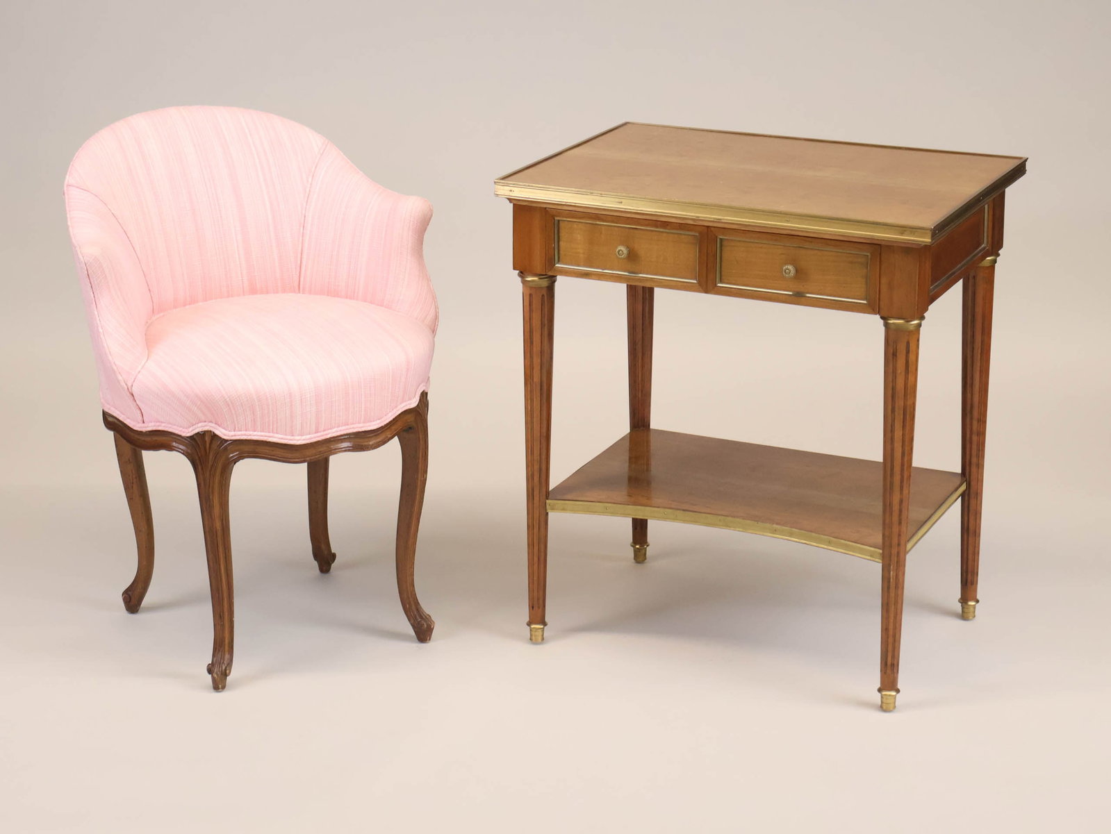 Neoclassical Style Brass Mounted Walnut Side Table - 2