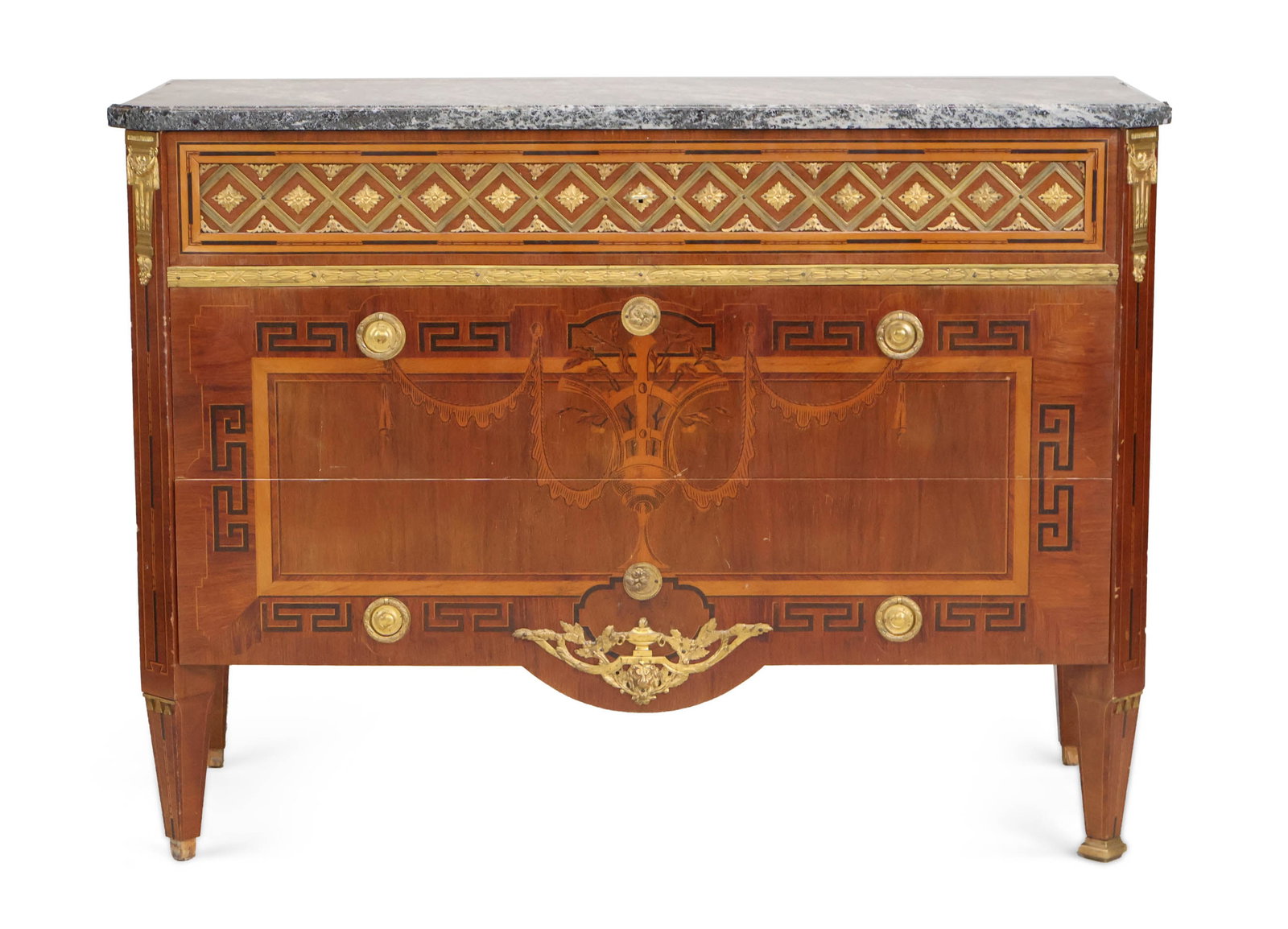 Gustavian Style Marquetry Inlaid Marble Top Chest (1 of 20)