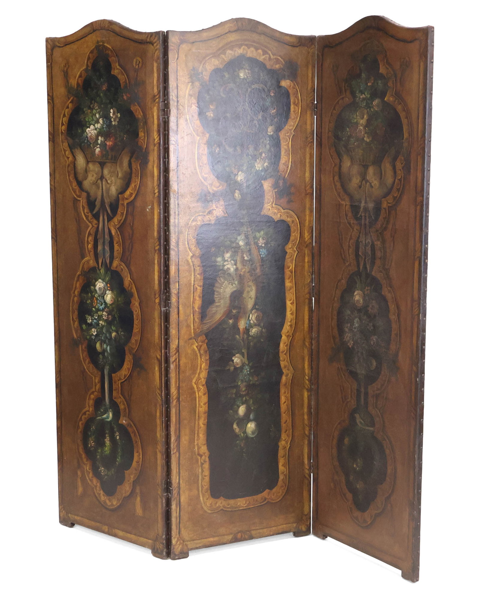 Painted Leather Three Panel Screen (1 of 13)
