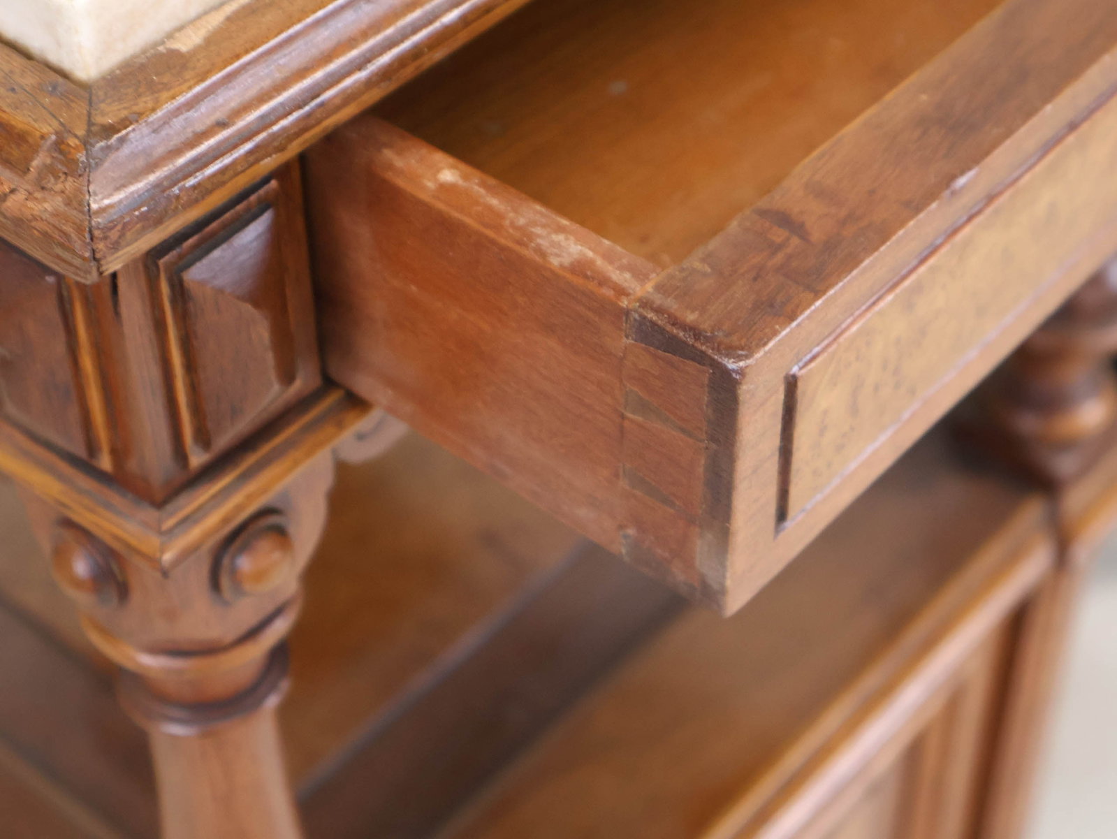 Victorian Walnut Marble Top Stand - 11