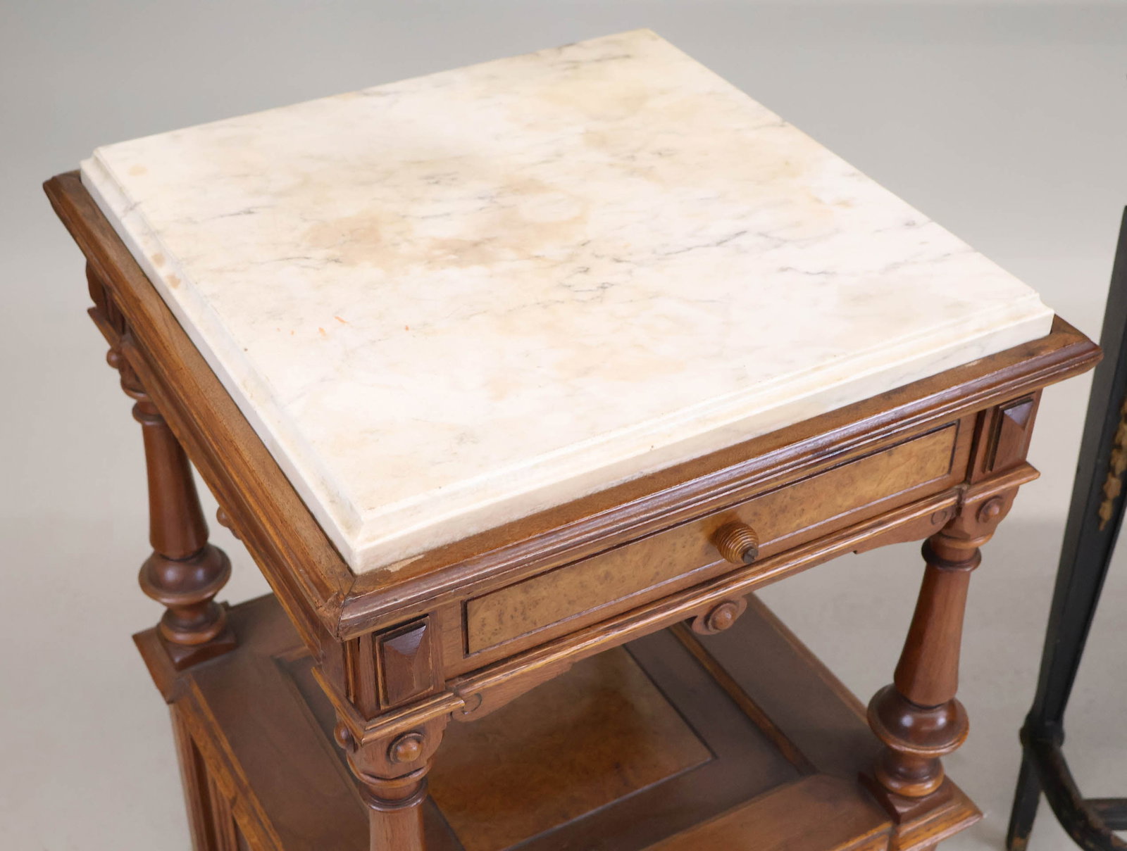 Victorian Walnut Marble Top Stand - 9