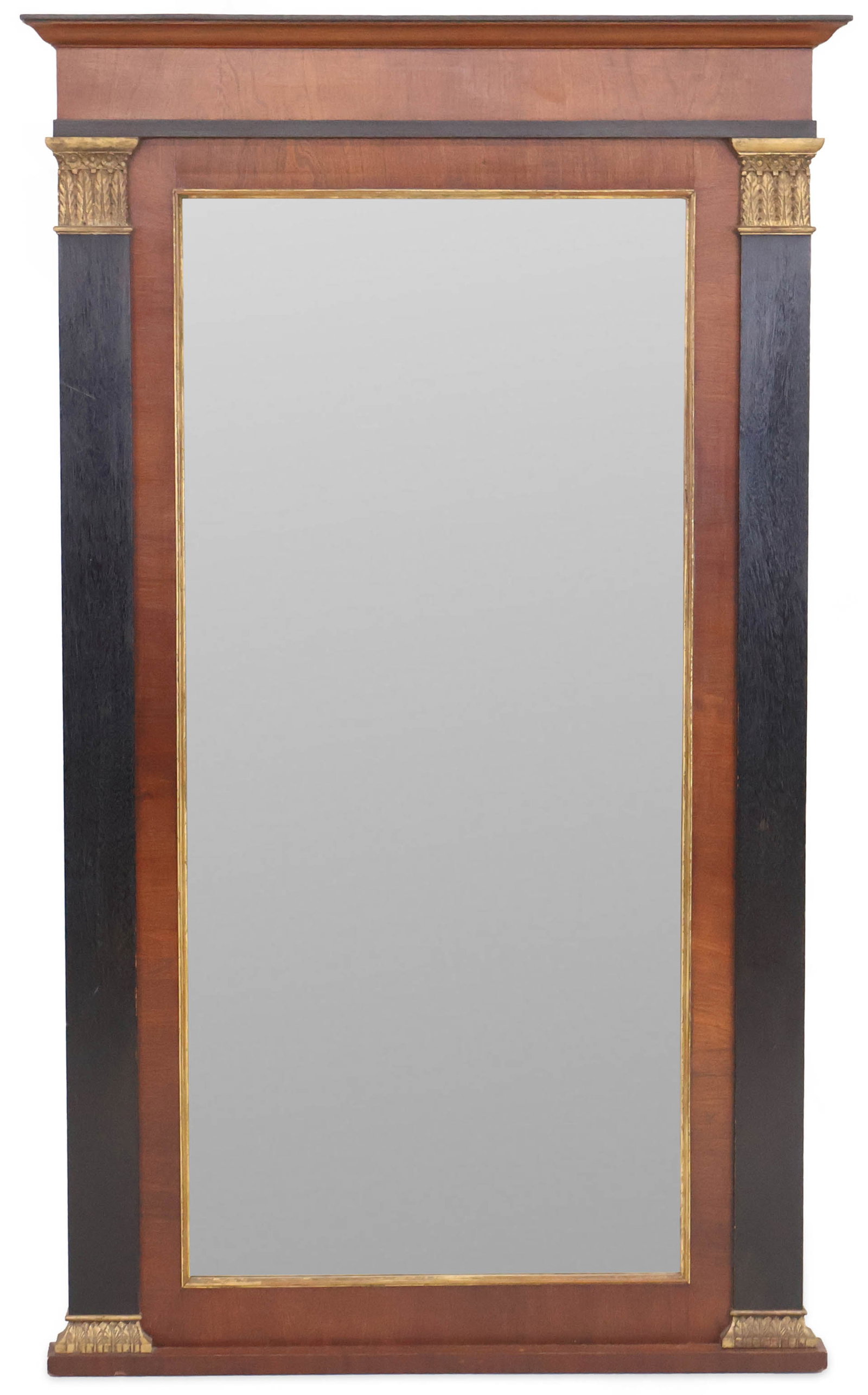 French Empire Part-Ebonized Mahogany Pier Mirror: French Empire Part-Ebonized Mahogany Pier Mirror 19th/20th C. 58 1/2 x 35 1/4 in. (148.6 x 89.5 cm.)