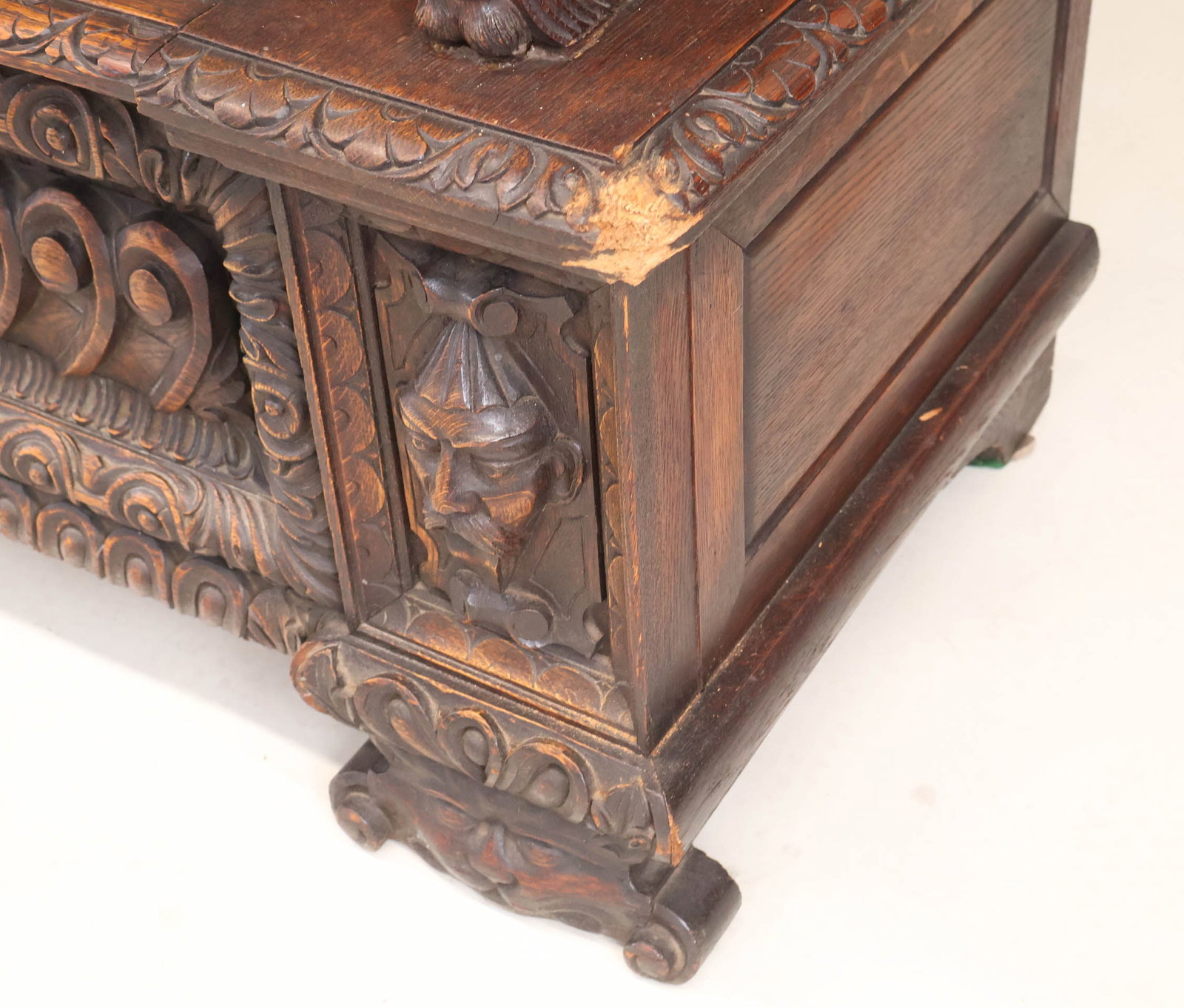 Baroque Style Carved Oak Settee - 10