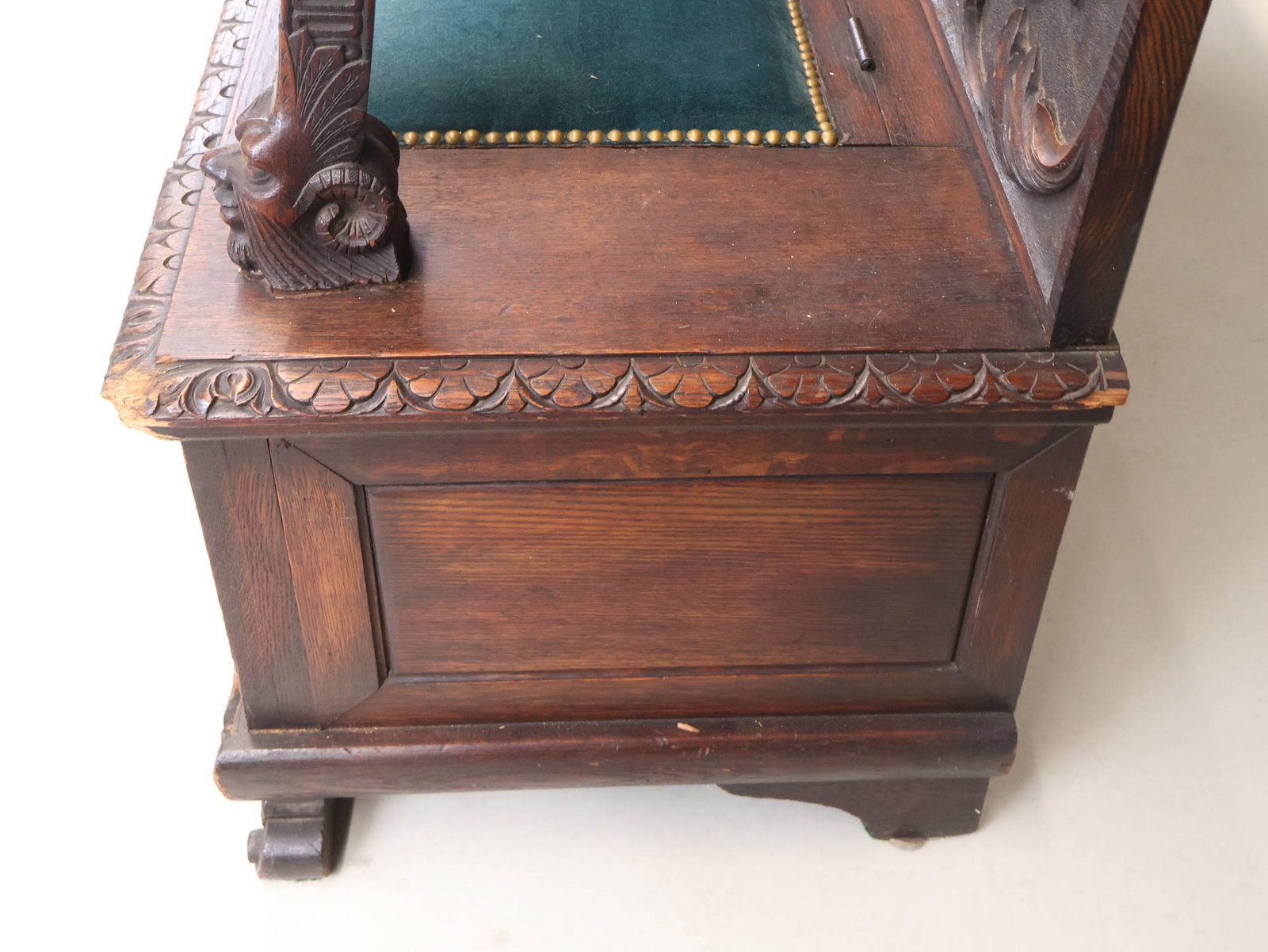 Baroque Style Carved Oak Settee - 13