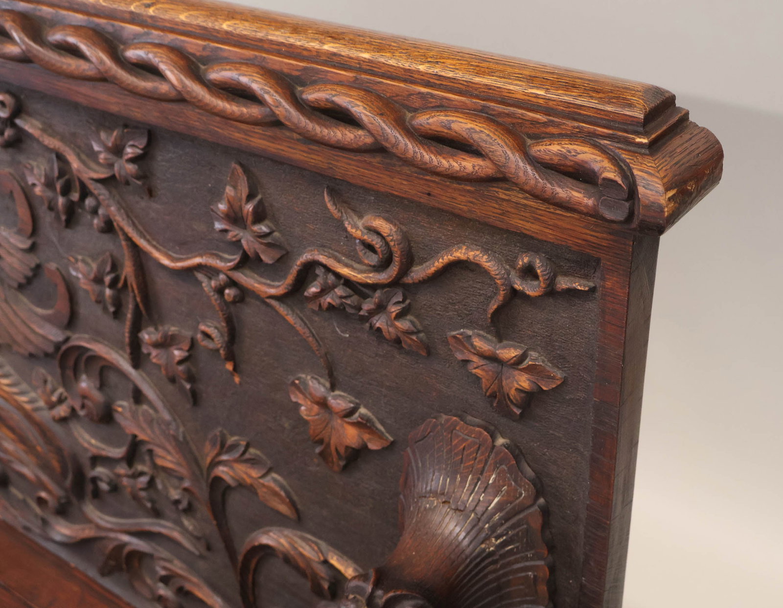 Baroque Style Carved Oak Settee - 17