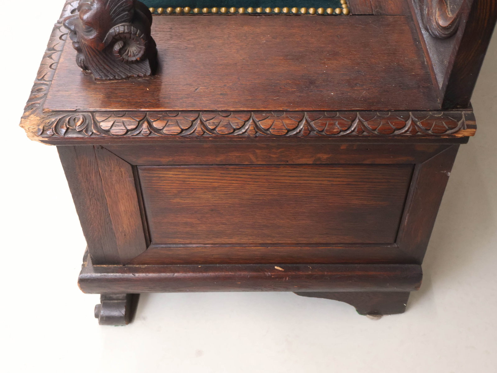 Baroque Style Carved Oak Settee - 19