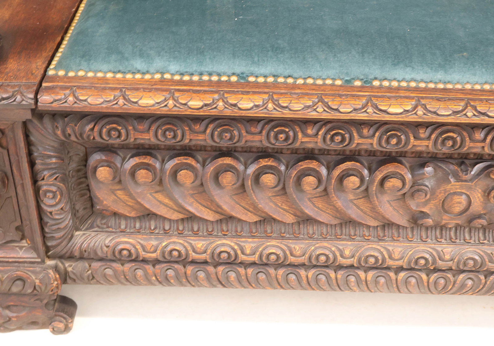 Baroque Style Carved Oak Settee - 5