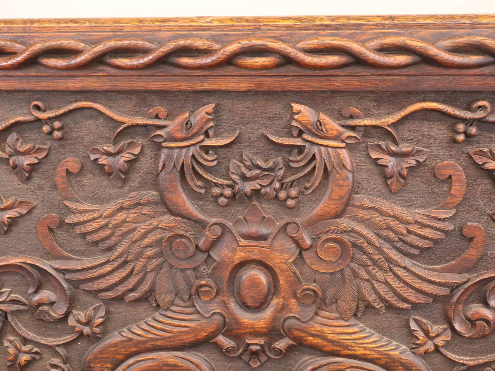 Baroque Style Carved Oak Settee - 7