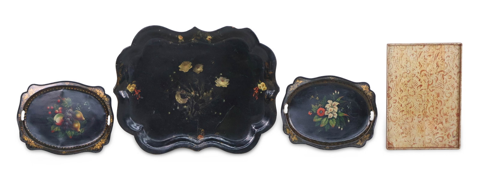 Pair of Stencil Decorated Tole Serving Trays (1 of 9)