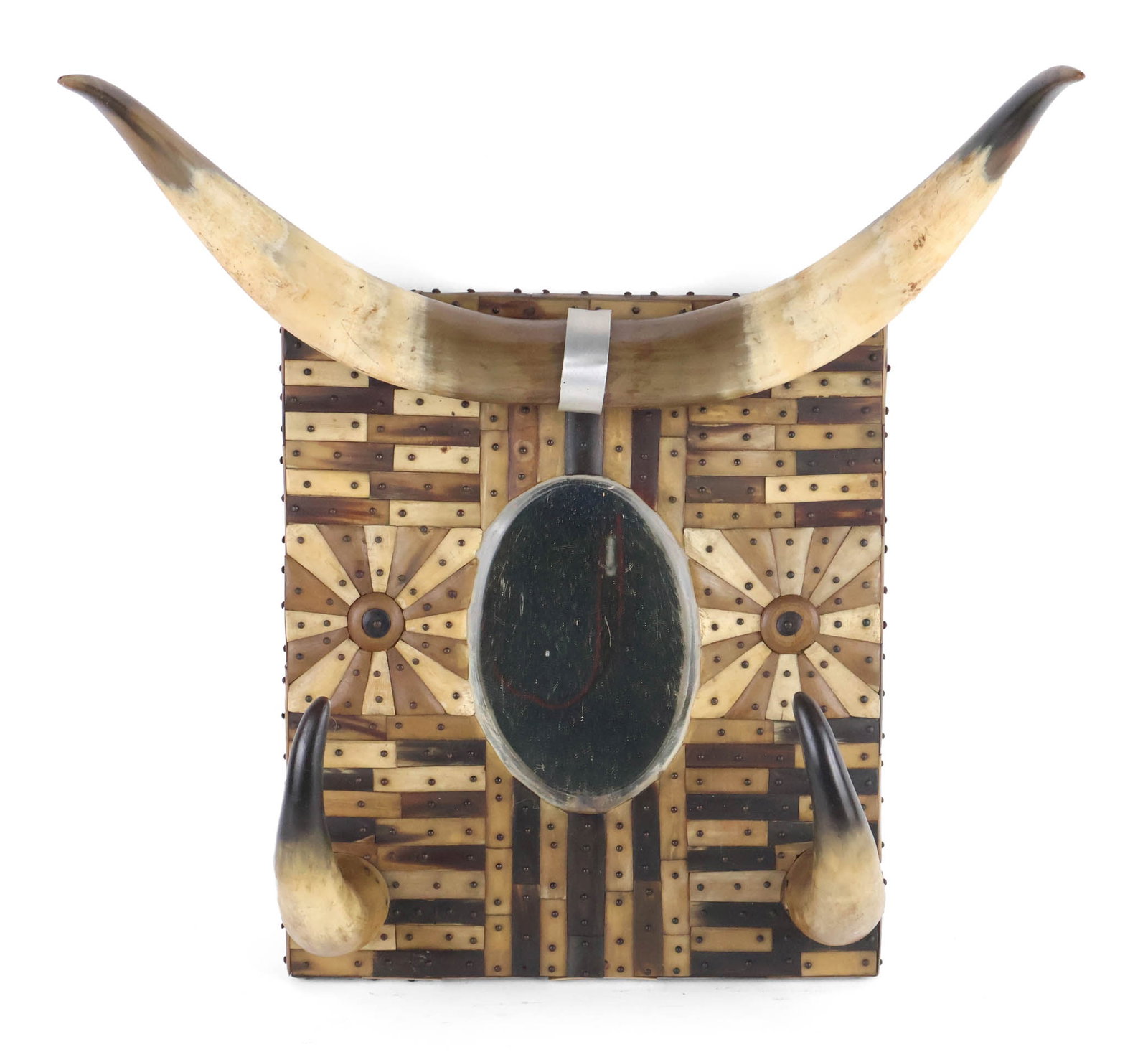 Cow Horn Mounted and Inlaid Mirror (1 of 10)