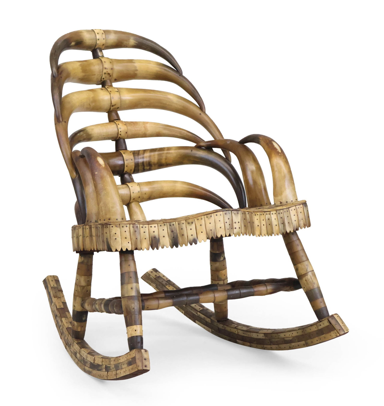 Cow Horn Mounted and Inlaid Rocking Chair (1 of 16)