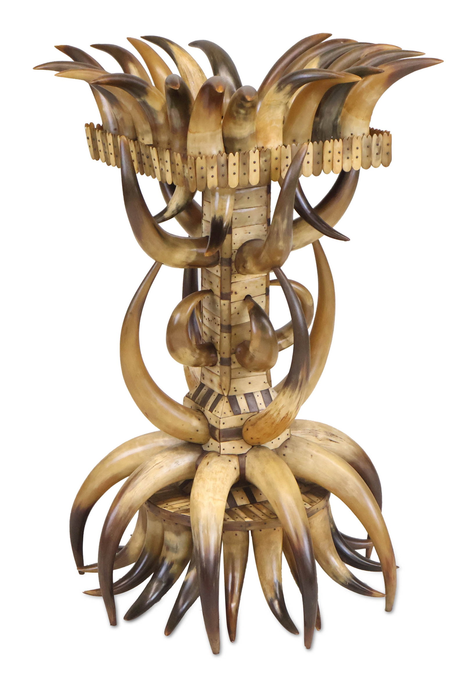 Cow Horn Mounted and Inlaid Plant Stand (1 of 19)