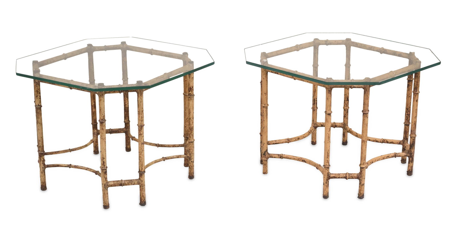 Pair of Painted-Metal and Glass Top Side Tables (1 of 10)