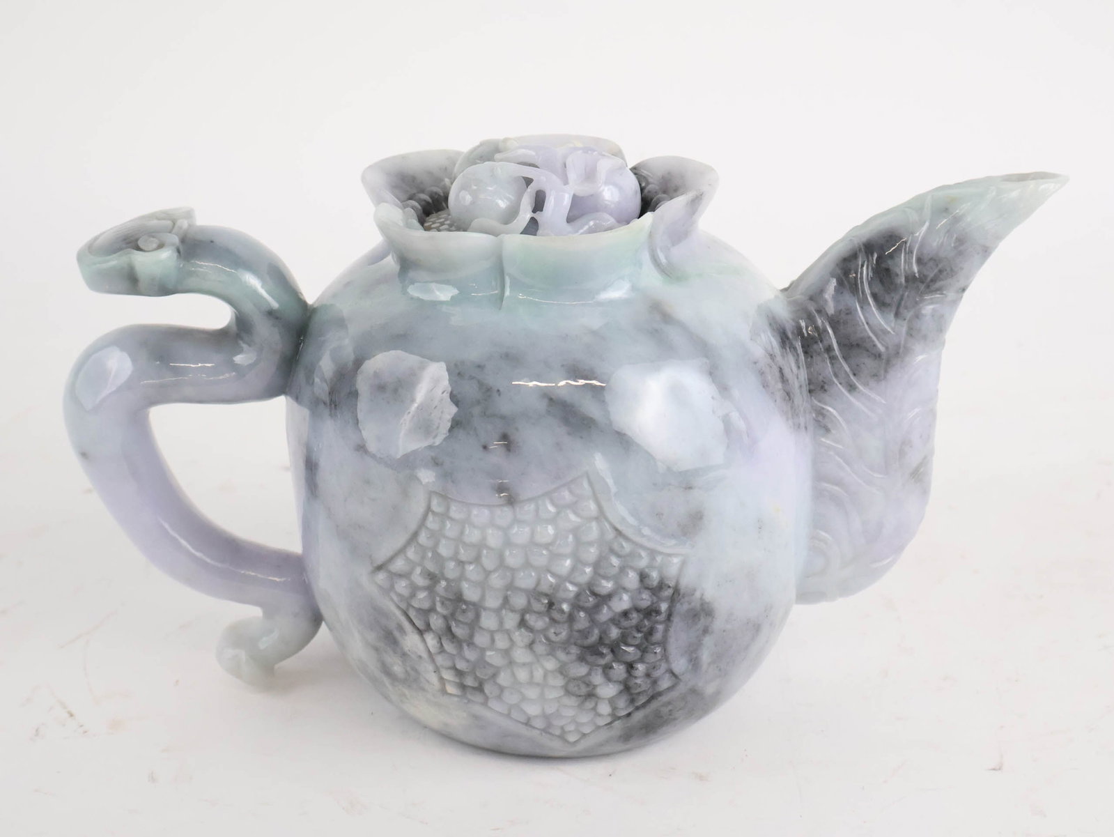 Chinese Carved Jadeite Teapot - 2