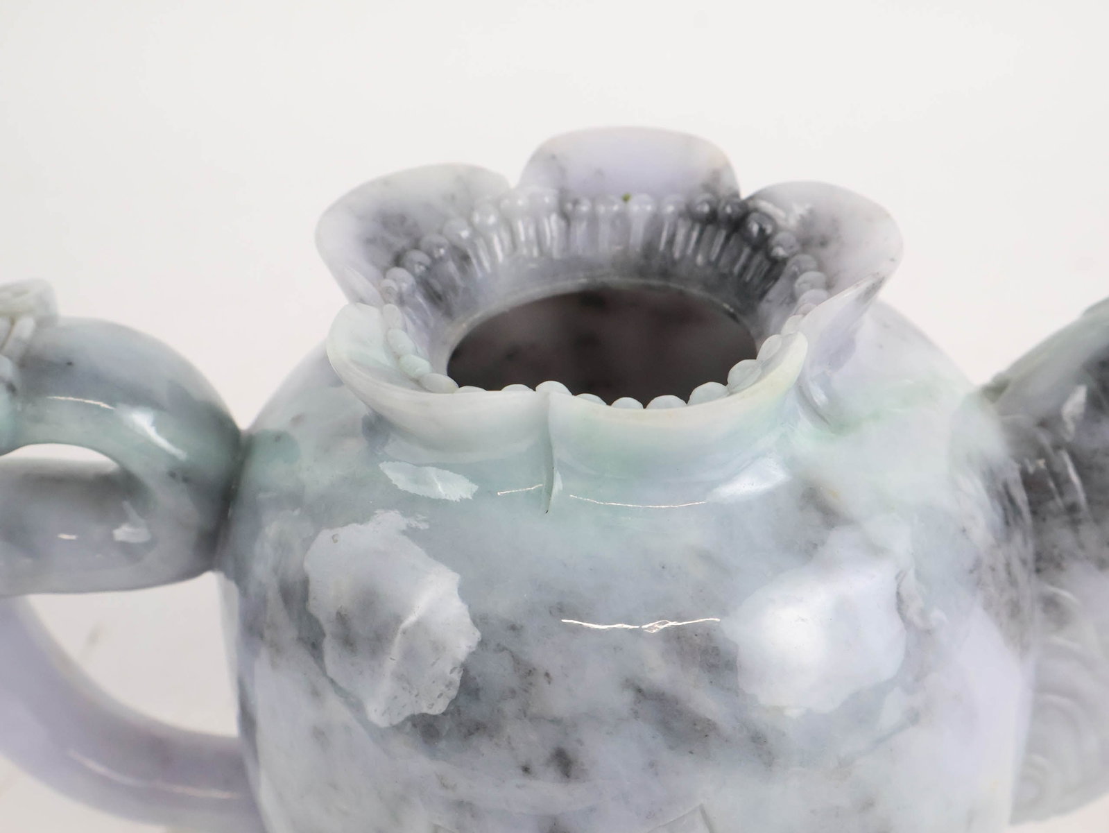 Chinese Carved Jadeite Teapot - 3