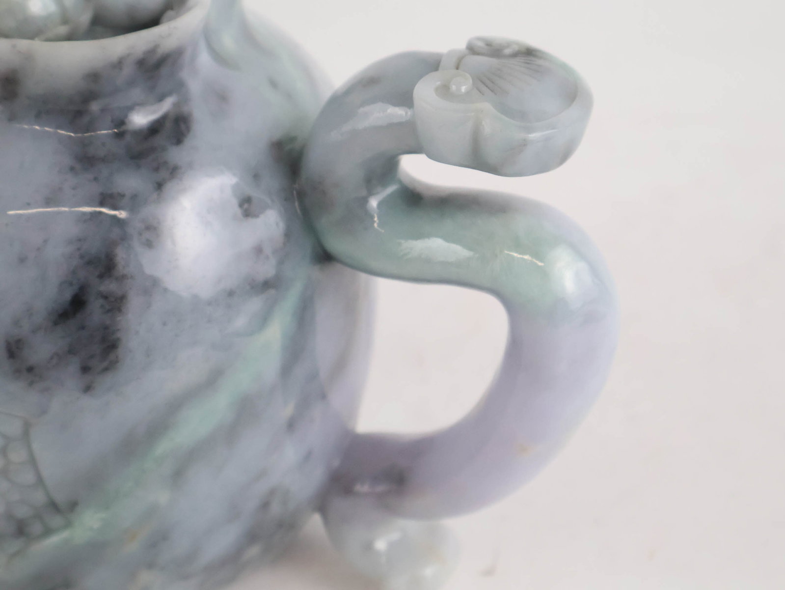 Chinese Carved Jadeite Teapot - 8