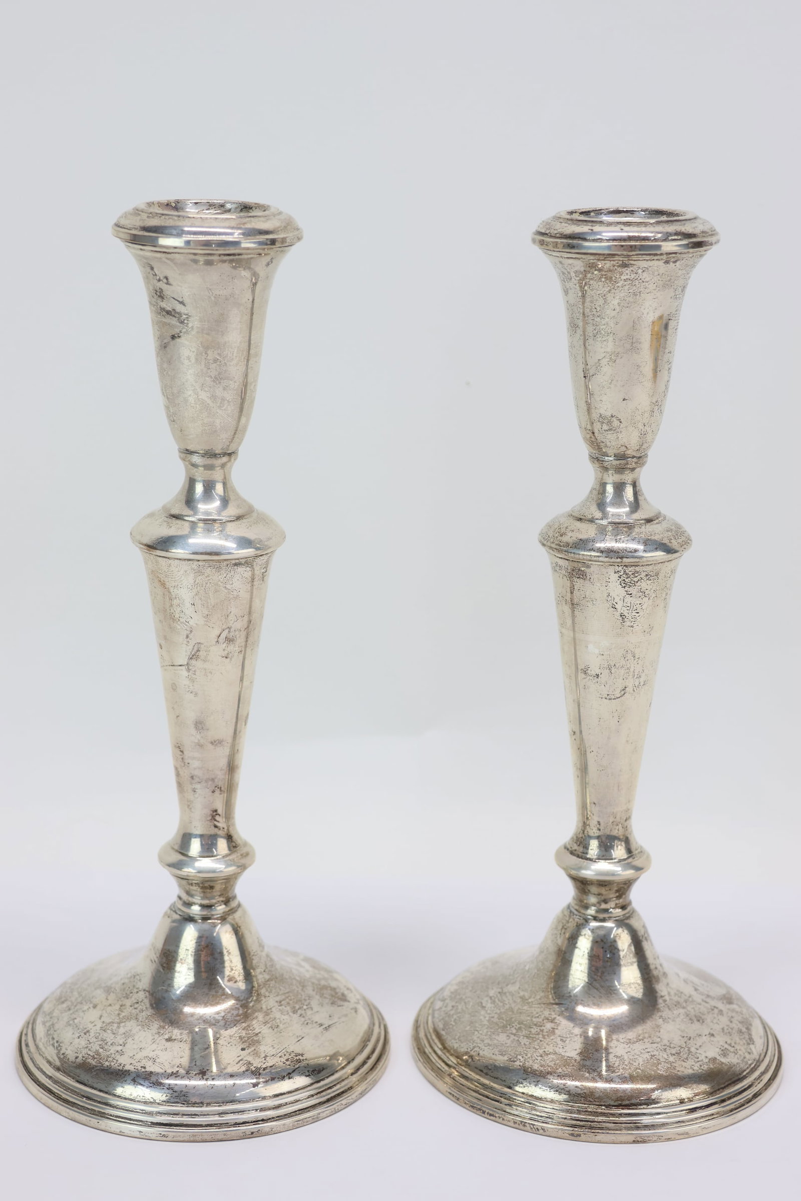 Pair Empire Sterling Silver Weighted Candlesticks (1 of 8)