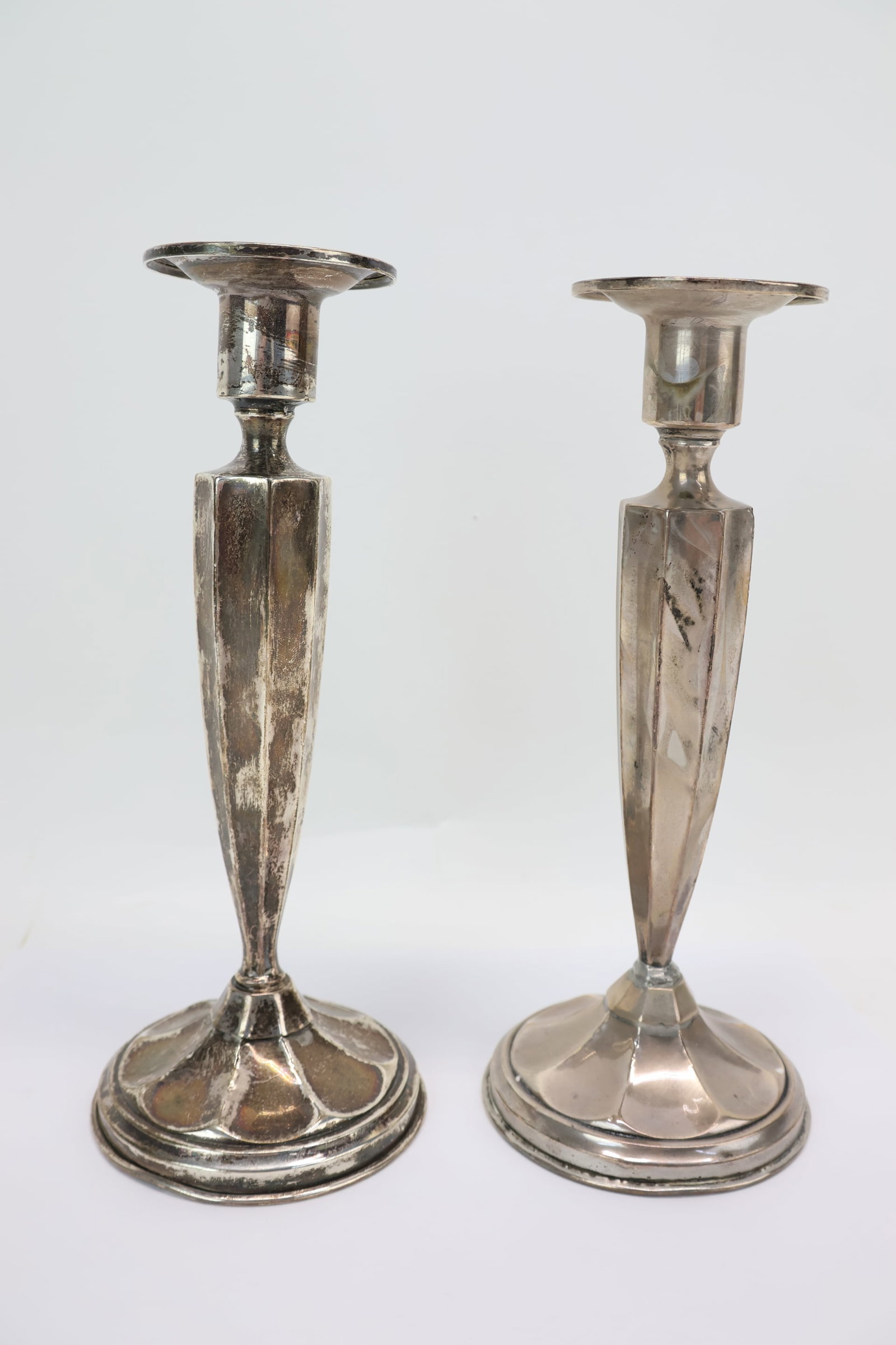 Pair Sterling Silver Weighted Candlesticks (1 of 9)