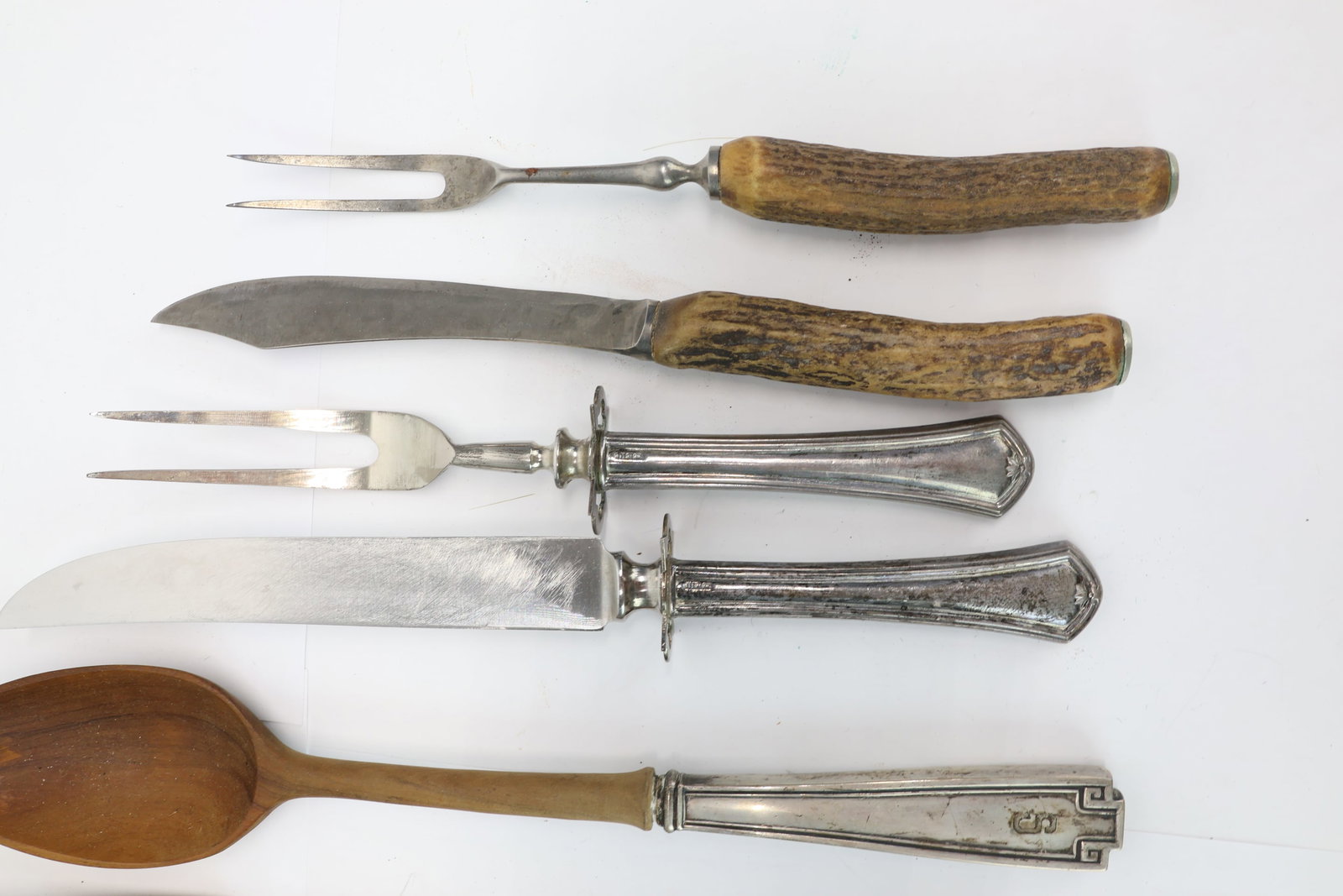 Two Sterling Silver Handled Carving Sets - 2