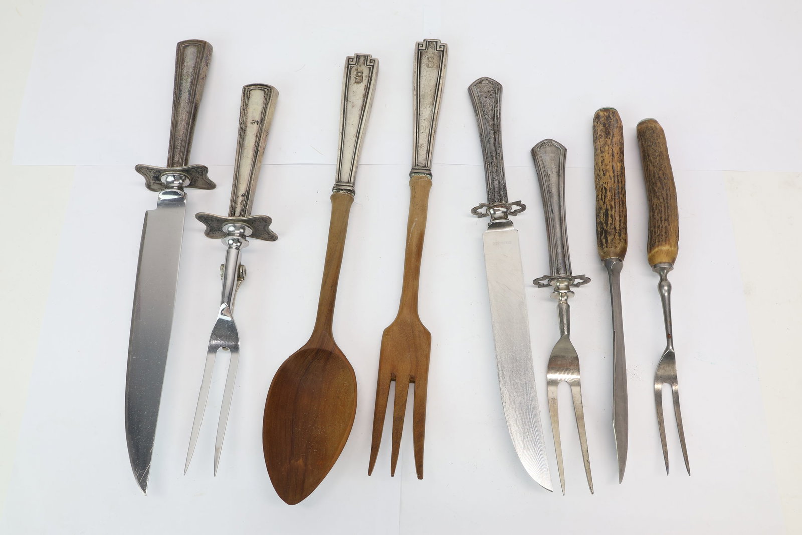 Two Sterling Silver Handled Carving Sets - 5