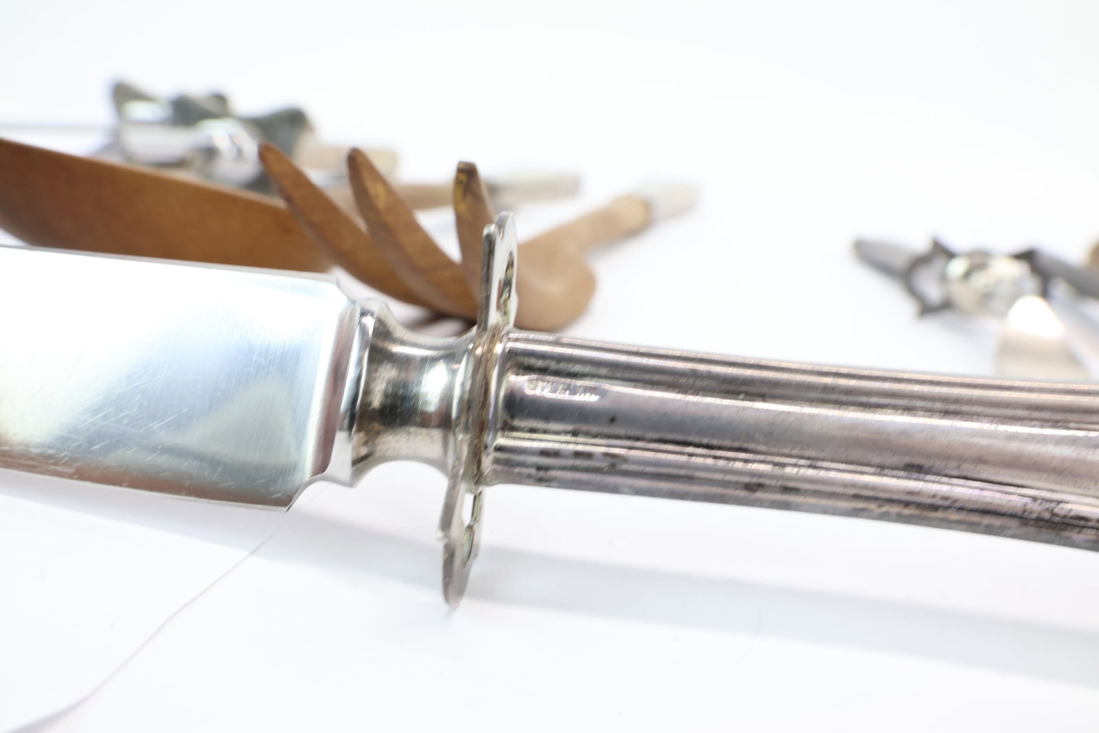 Two Sterling Silver Handled Carving Sets - 6