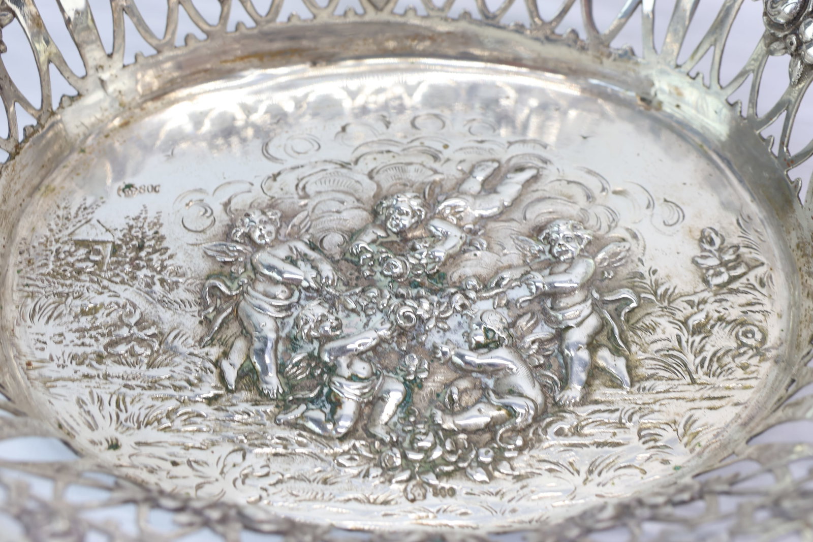 German 800 Silver Repousse Pierced Openwork Bow - 5