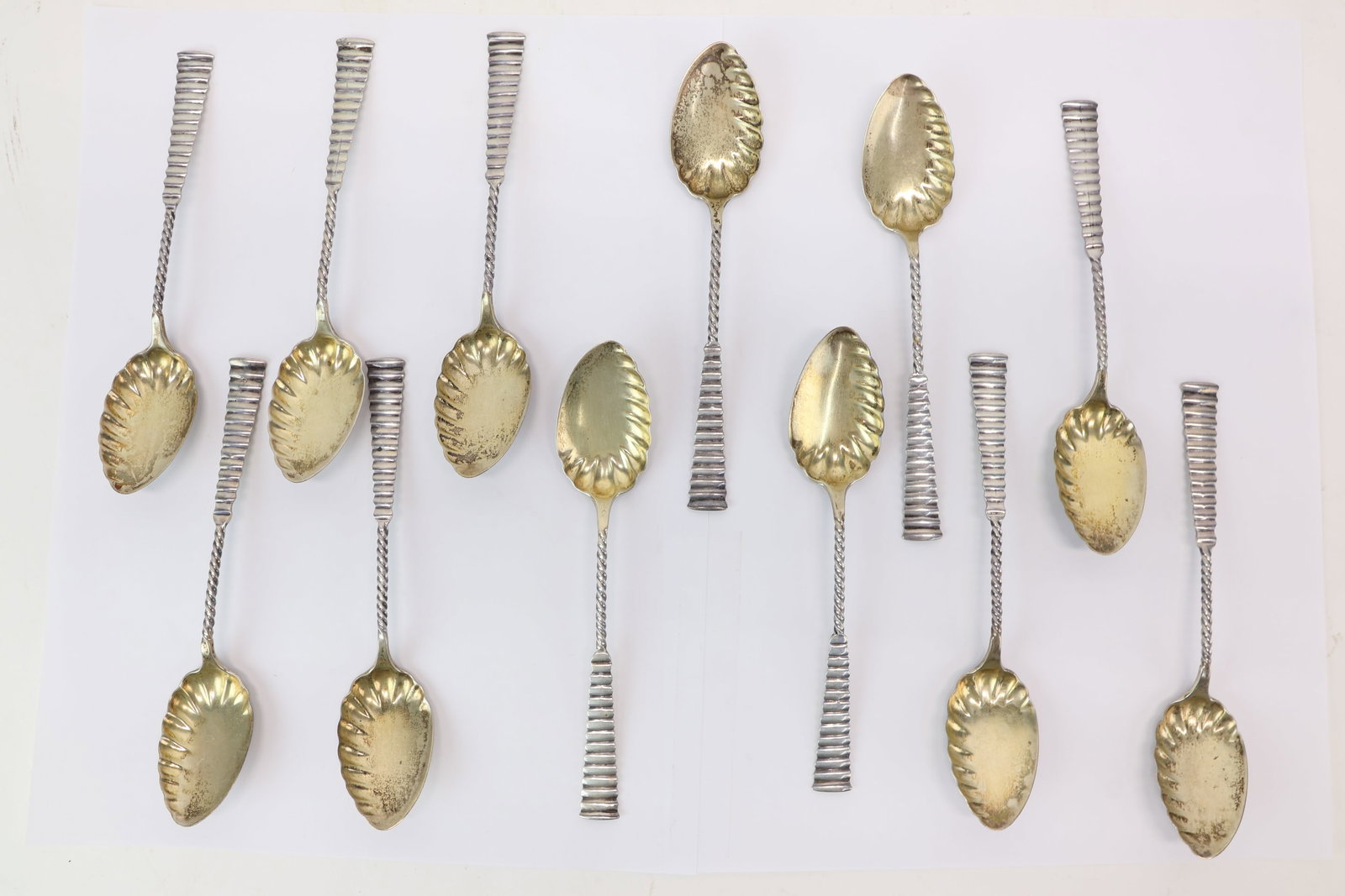 Set of 12 Sterling Silver Half Shell Spoons (1 of 6)
