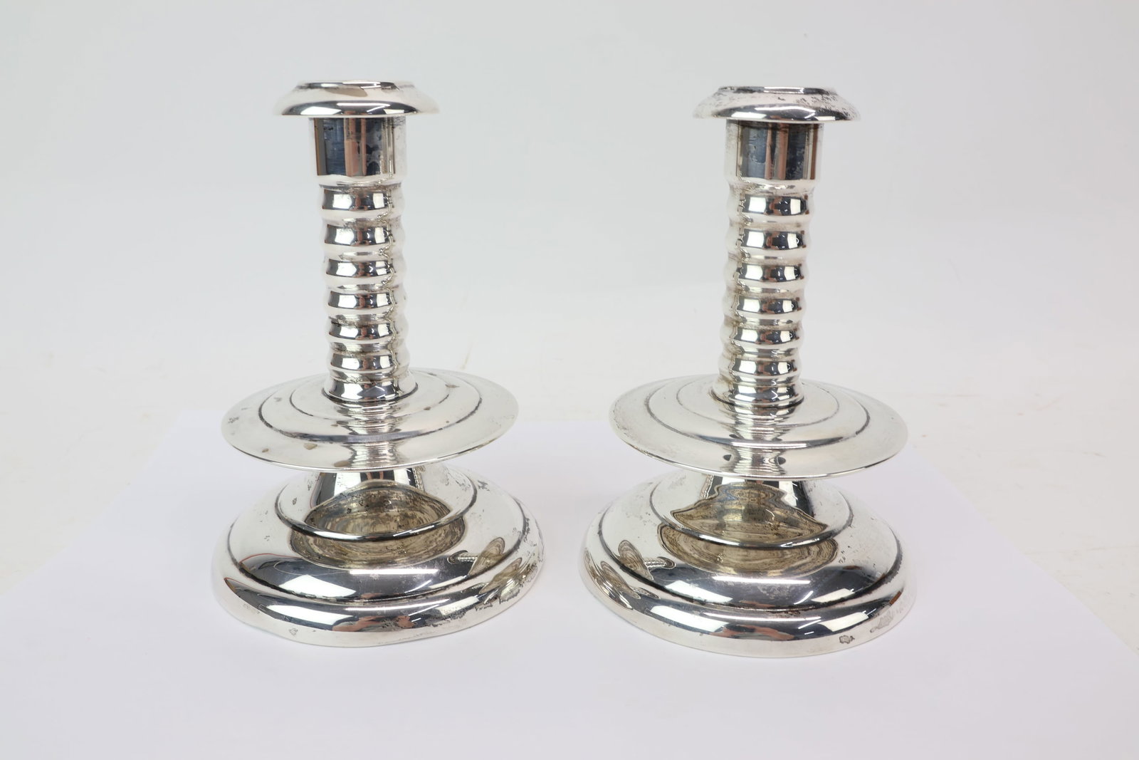 Pair of Sterling Silver Mayflower Reproduction Candlesticks (1 of 7)