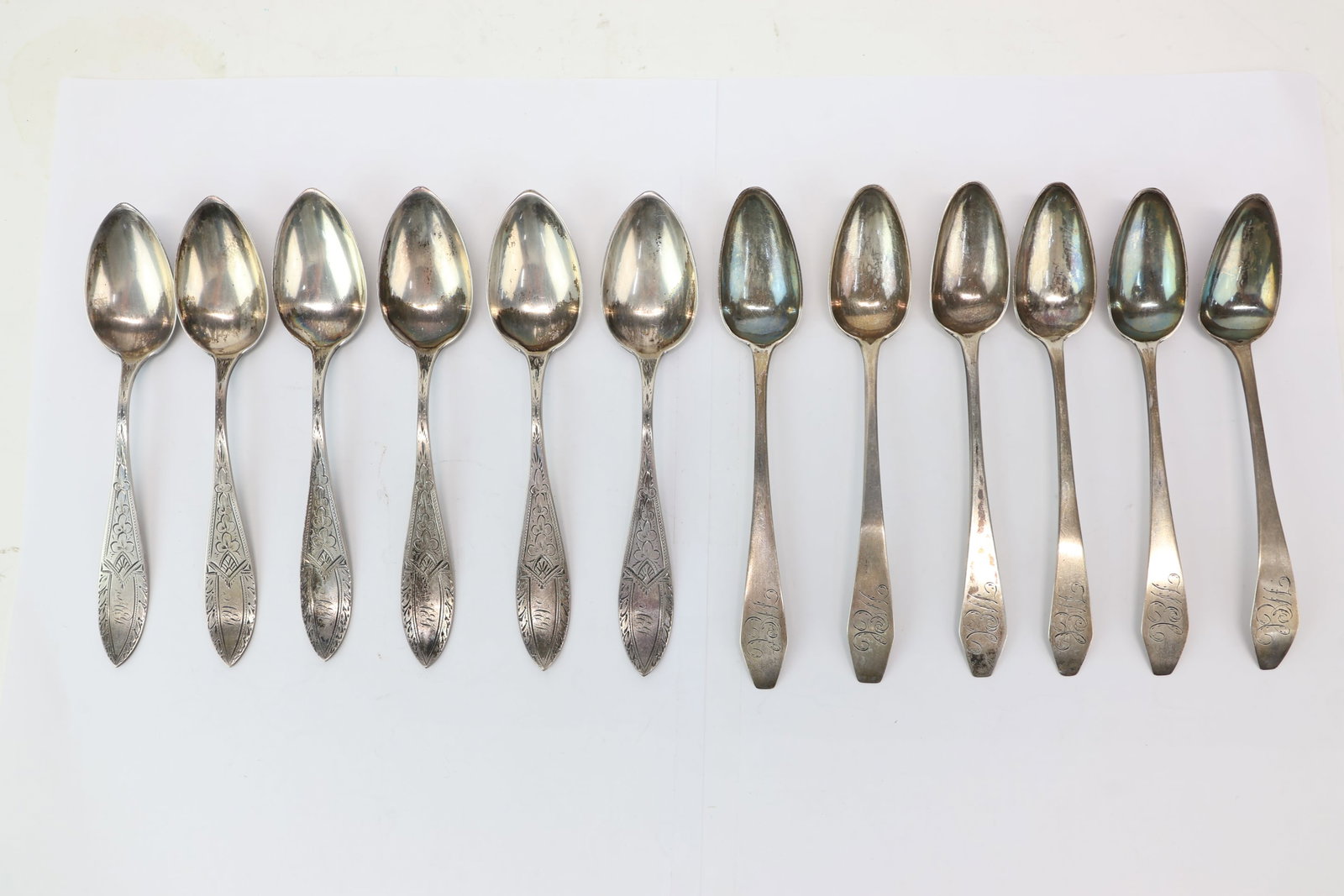 Set of Six Monogrammed Coin Silver Spoons (1 of 12)