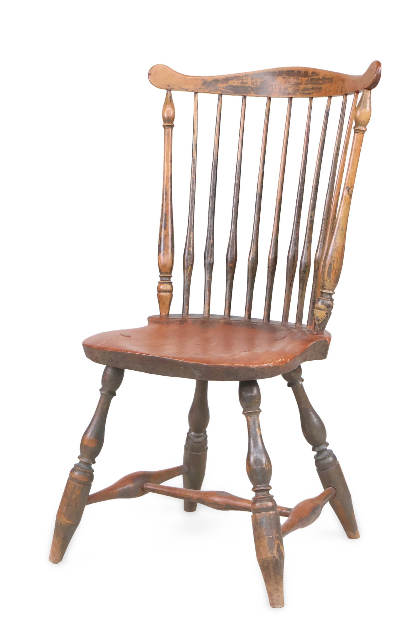 Gray-Painted Fan-Back Windsor Side Chair: Gray-Painted Fan-Back Windsor Side Chair Probably Connecticut, 18th/19th C. The underside of seat inscribed in chalk "P(?) WJ (?) Westfield" Provenance: Property from a private Southwestern collection
