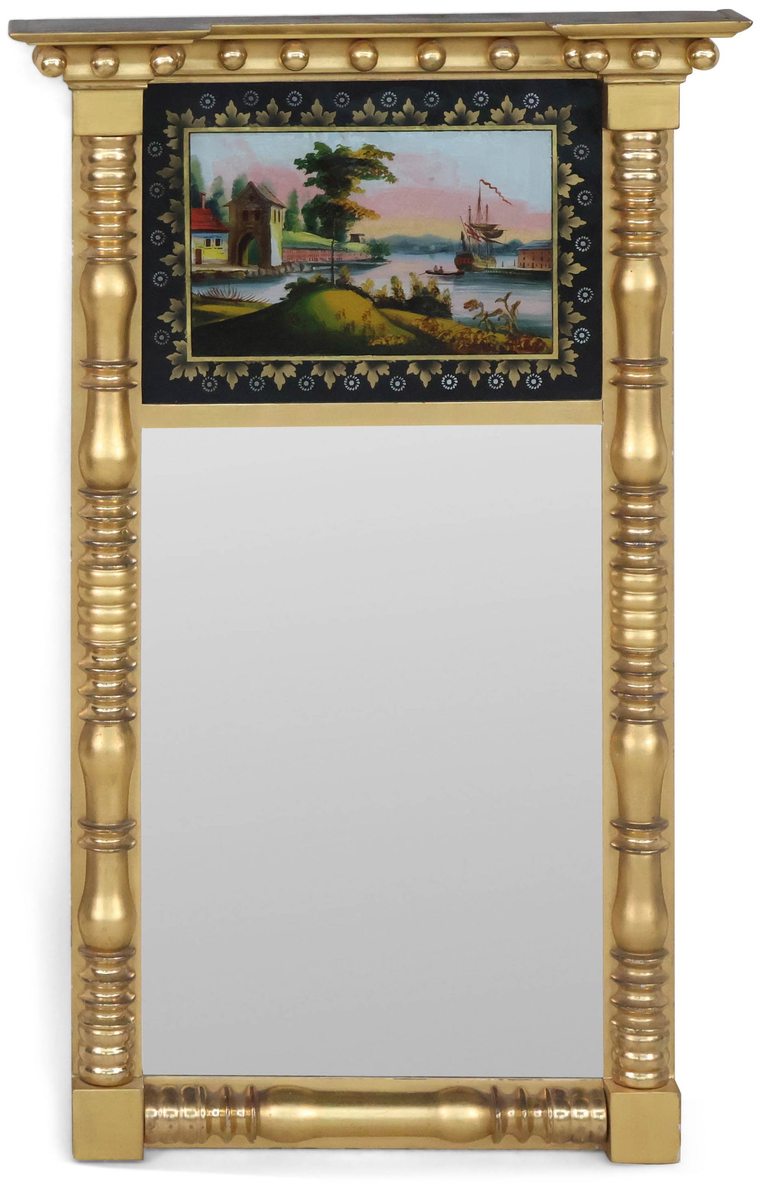 Federal Style Giltwood Eglomise Inset Pier Mirror (1 of 9)