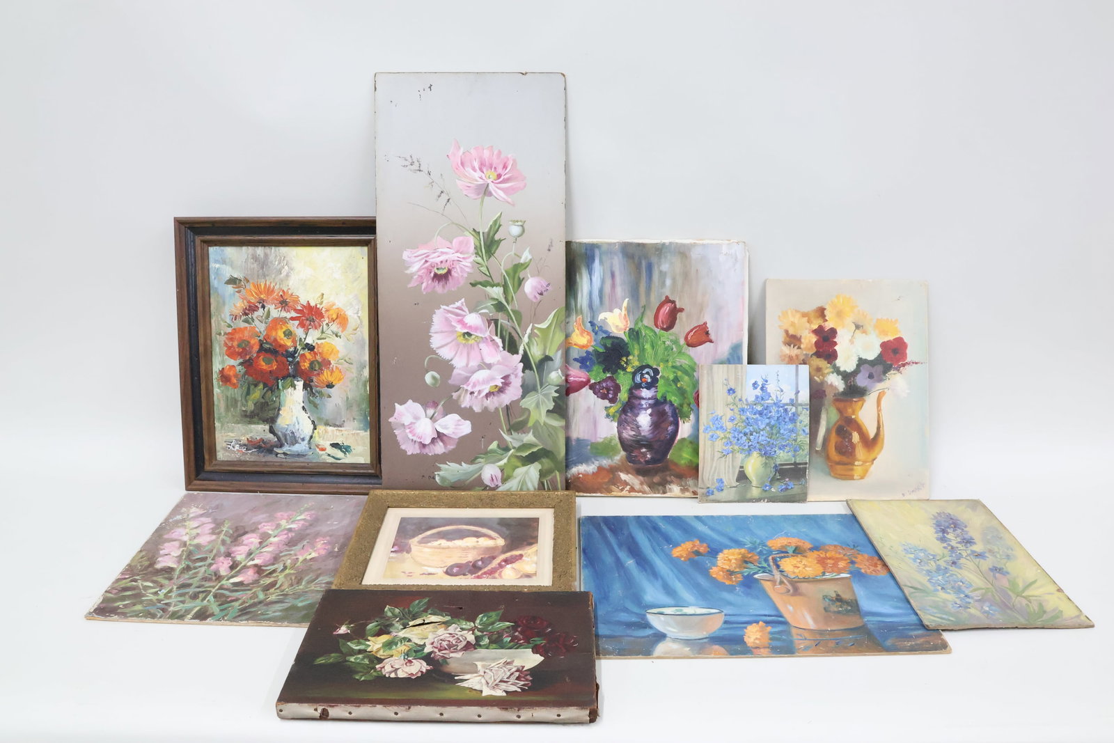 Group of Ten Assorted Oil Painting Floral Still Life's (1 of 10)