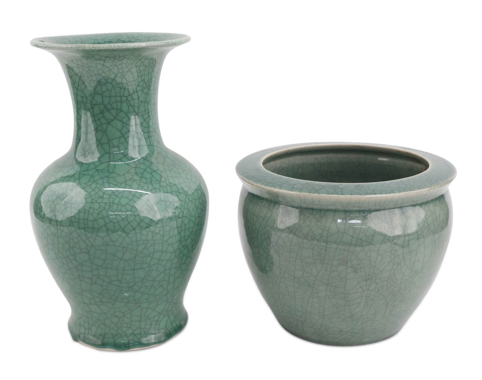 Chinese Celadon Craquelure Glazed Vase and Planter (1 of 12)
