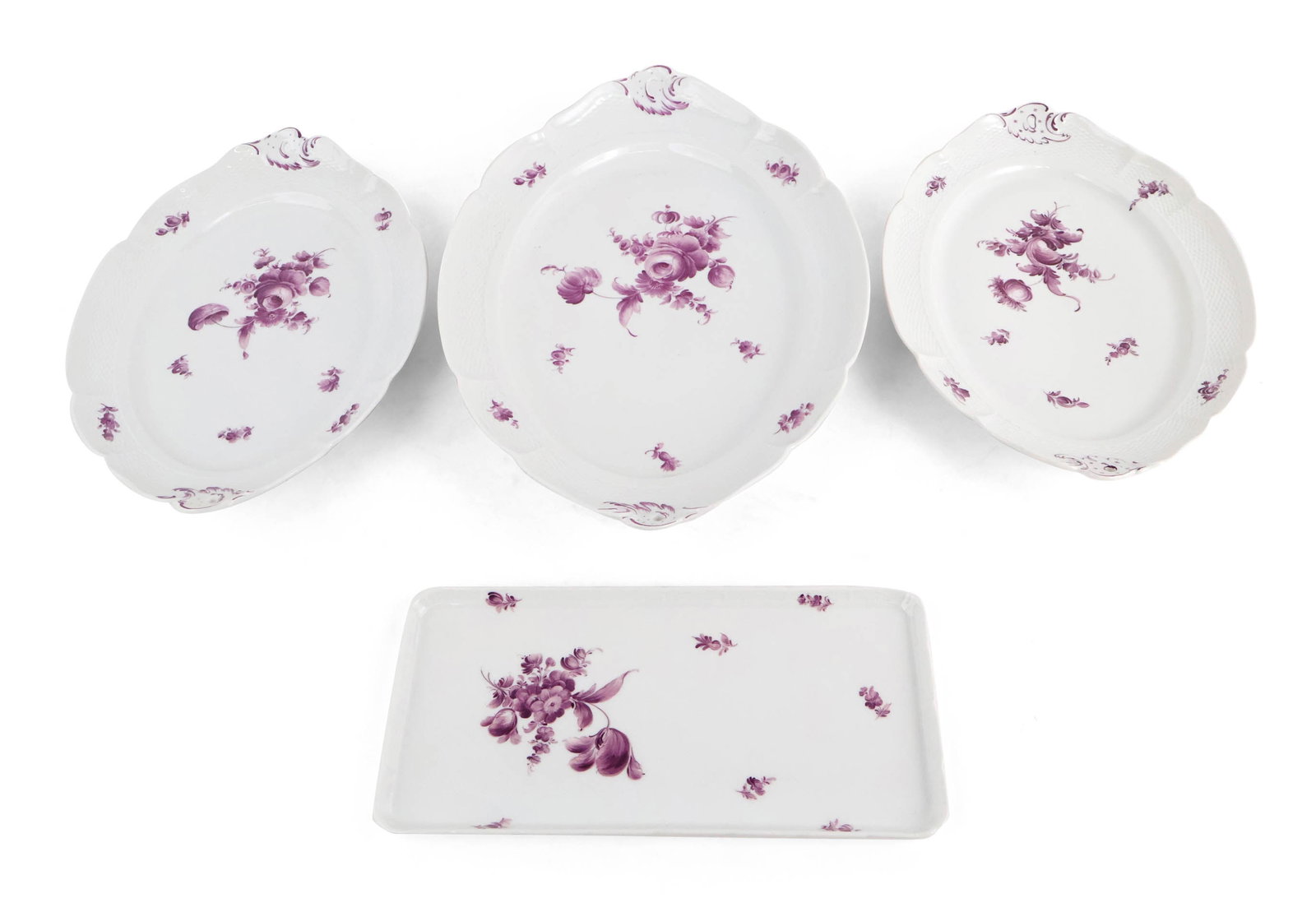 Four Nymphenburg Purple Flower Serving Platters (1 of 10)