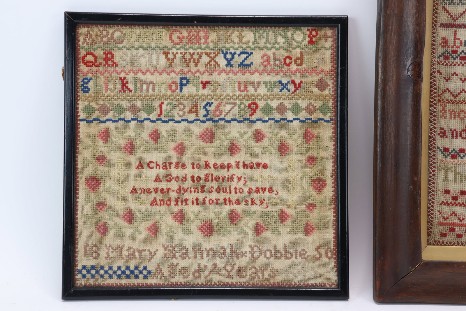 Two Antique Needlework Samplers - 3