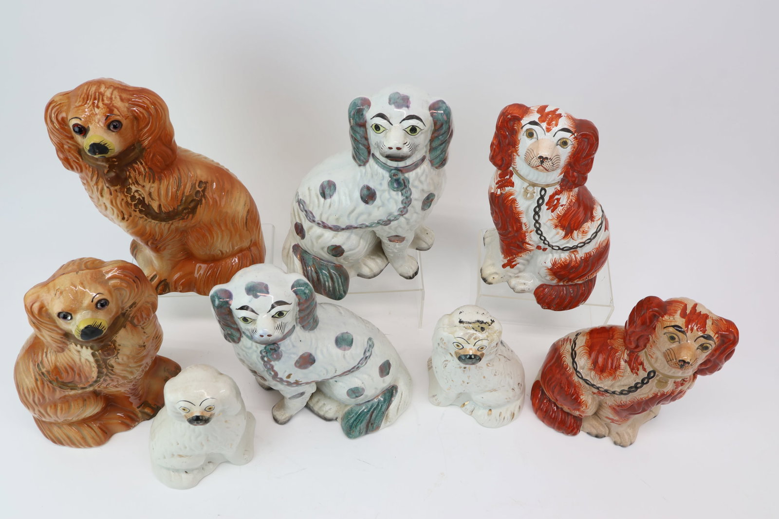 Group of Eight Assorted Staffordshire Spaniels - 2
