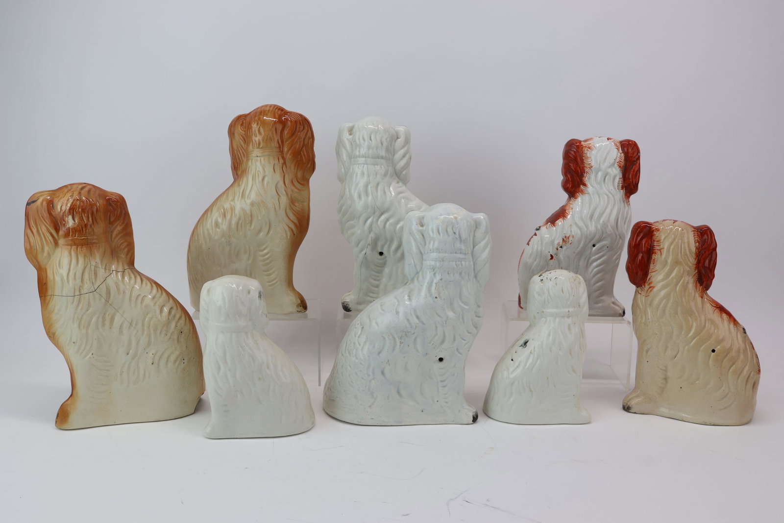 Group of Eight Assorted Staffordshire Spaniels - 6