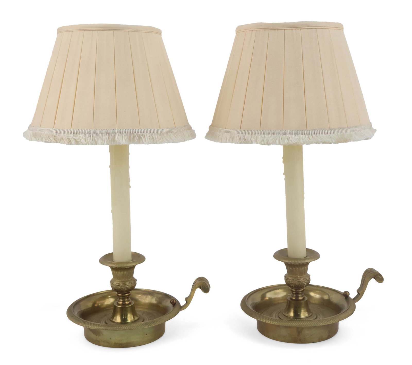 Pair of Brass Chamberstick Form Table Lamps (1 of 11)