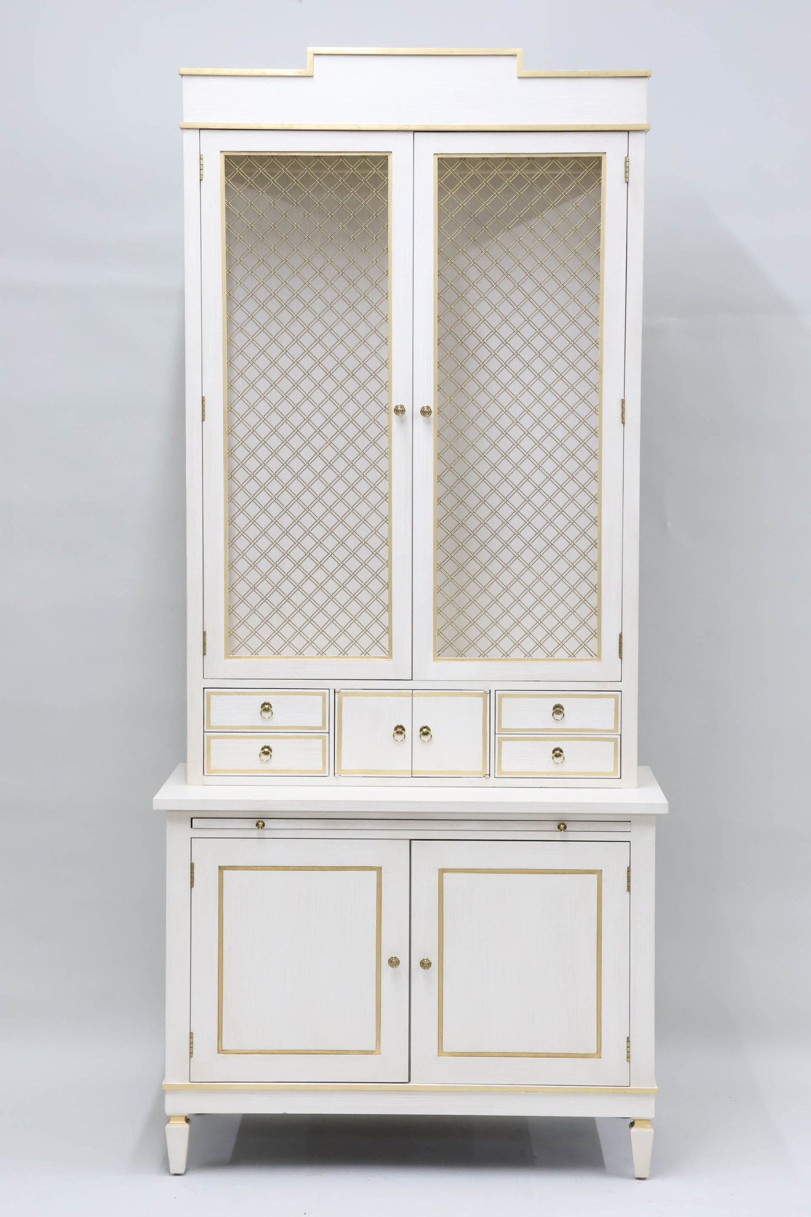 Vintage E.J. Victor White and Gold Secretary Bookcase (1 of 12)