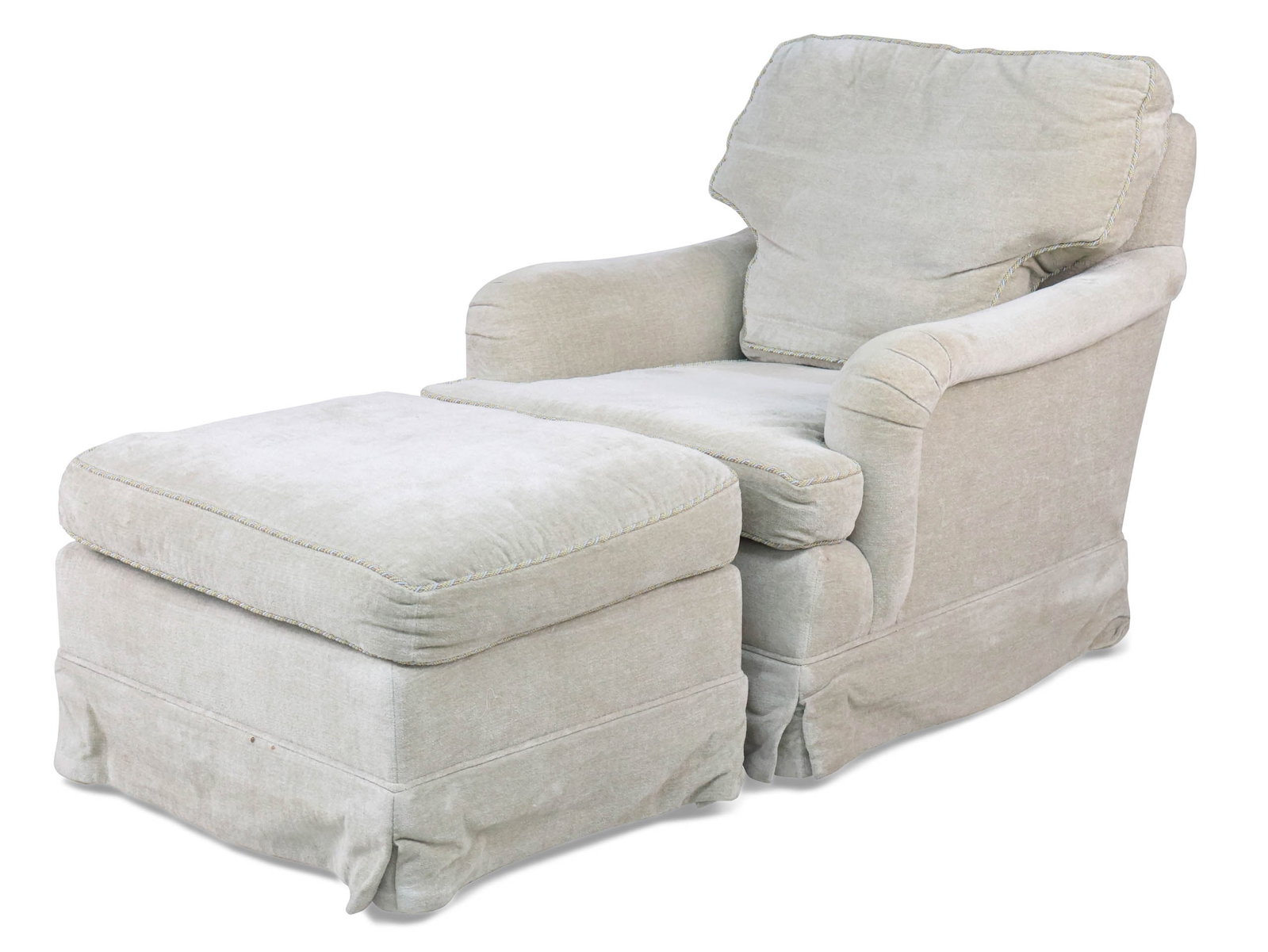 Contemporary Green-Upholstered Club Chair and Ottoman (1 of 8)