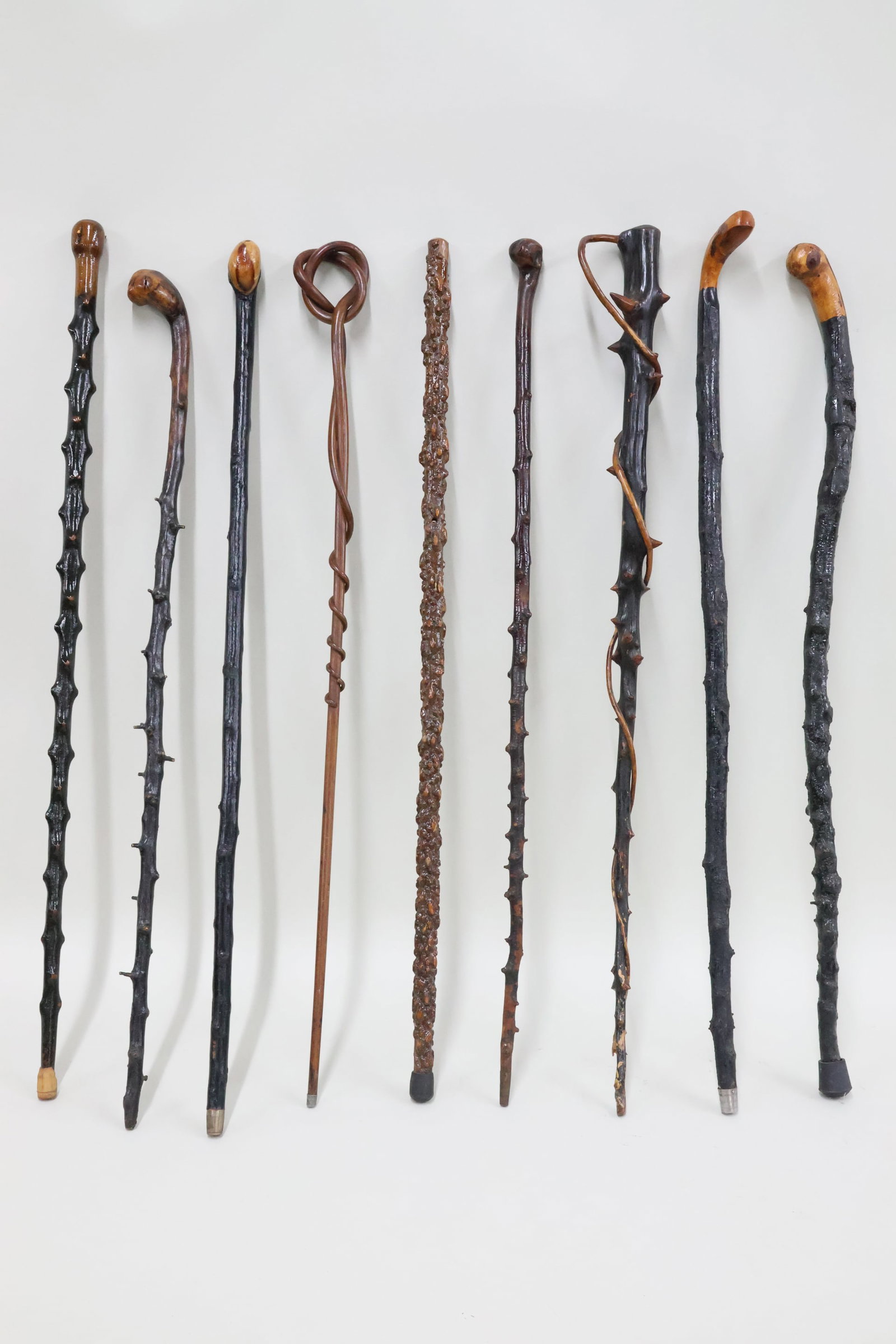 Vintage Group of Nine Assorted Natural Wood Walking Canes (1 of 10)