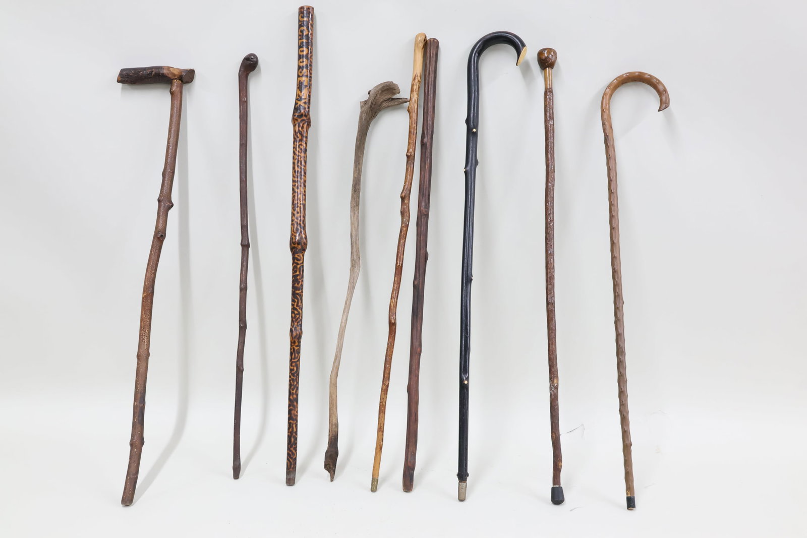 Vintage Group of Nine Assorted Natural Wood Walking Canes (1 of 11)