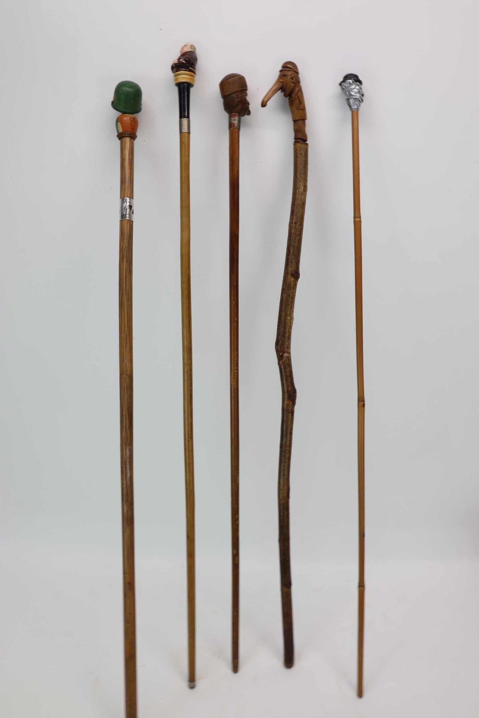 Five Assorted Figural Handled Walking Sticks - 2