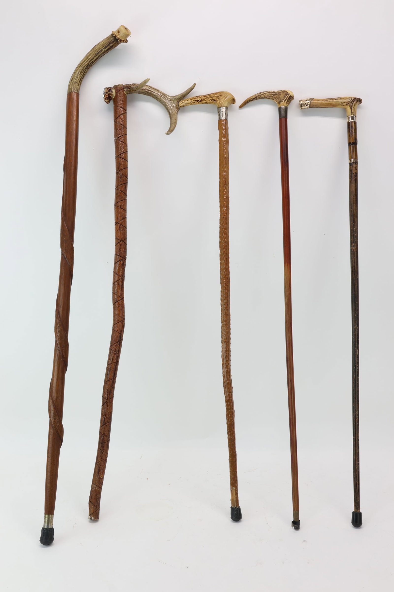 Group of Five Assorted Antler Handled Walking Canes (1 of 18)