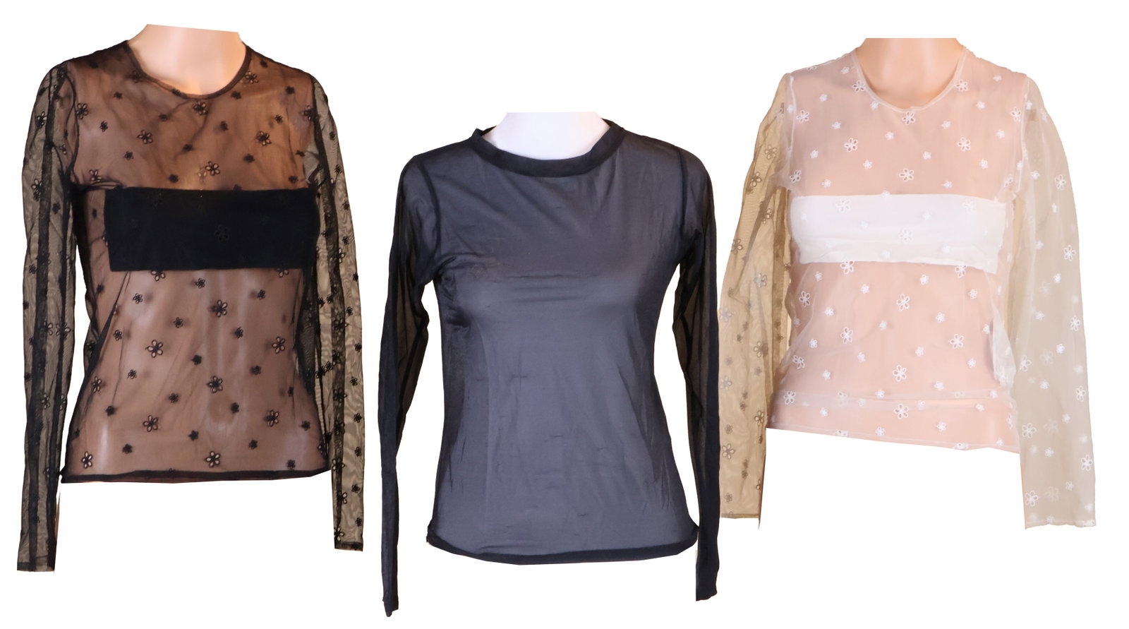 Two Marc Jacobs Sheer Floral Print Shirts: Two Marc Jacobs Sheer Floral Print Shirts One lacking label, size 4, one white and one black. Together with a Patricia Fields black sheer long sleeve shirt. 3 pieces Wear associated with use, stains.
