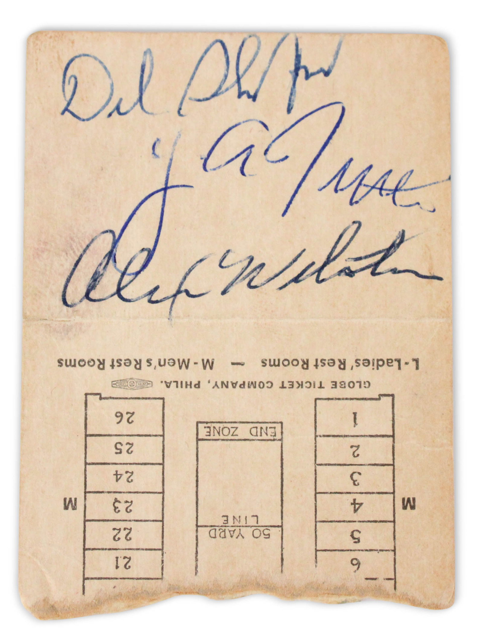 Tittle Signed New York Giants vs Eagles 1964 Ticket (1 of 2)