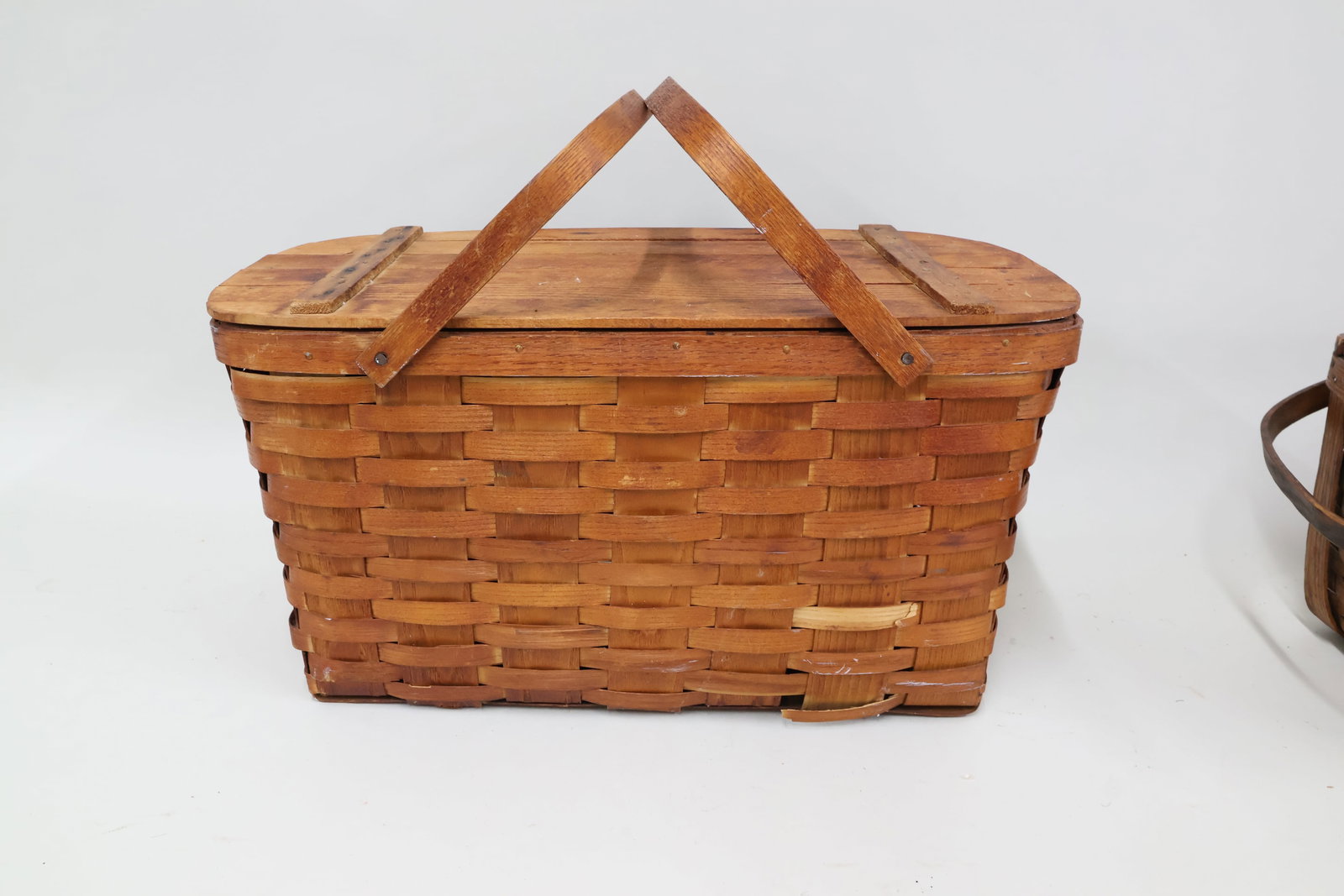 Two Vintage Split Woven Picnic Baskets - 10